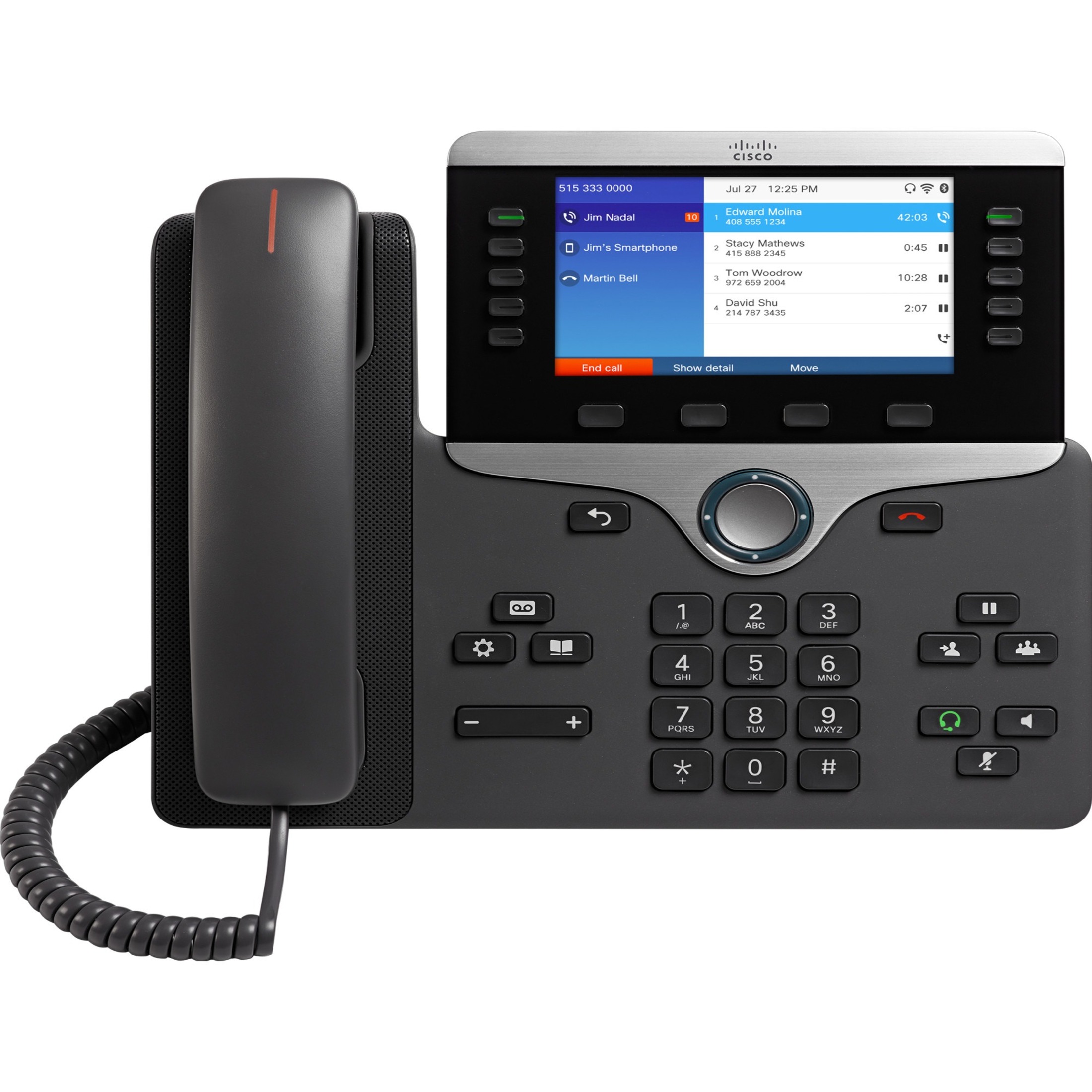 Cisco 8861 IP Phone - Refurbished - Wi-Fi, Bluetooth - Wall Mountable, Tabletop - Charcoal - VoIP - IEEE 802.11a/b/g/n/ac - 2 x Network (RJ-45) - PoE Ports