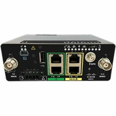 Cisco IR807 2 SIM Ethernet, Cellular Wireless Integrated Services Router - 4G - LTE 700, LTE 1700, LTE 2100, LTE 1900, LTE 850 - LTE, UMTS, HSPA+ - 1 x Network Port - 1 x Broadband Port - USB - Fast E