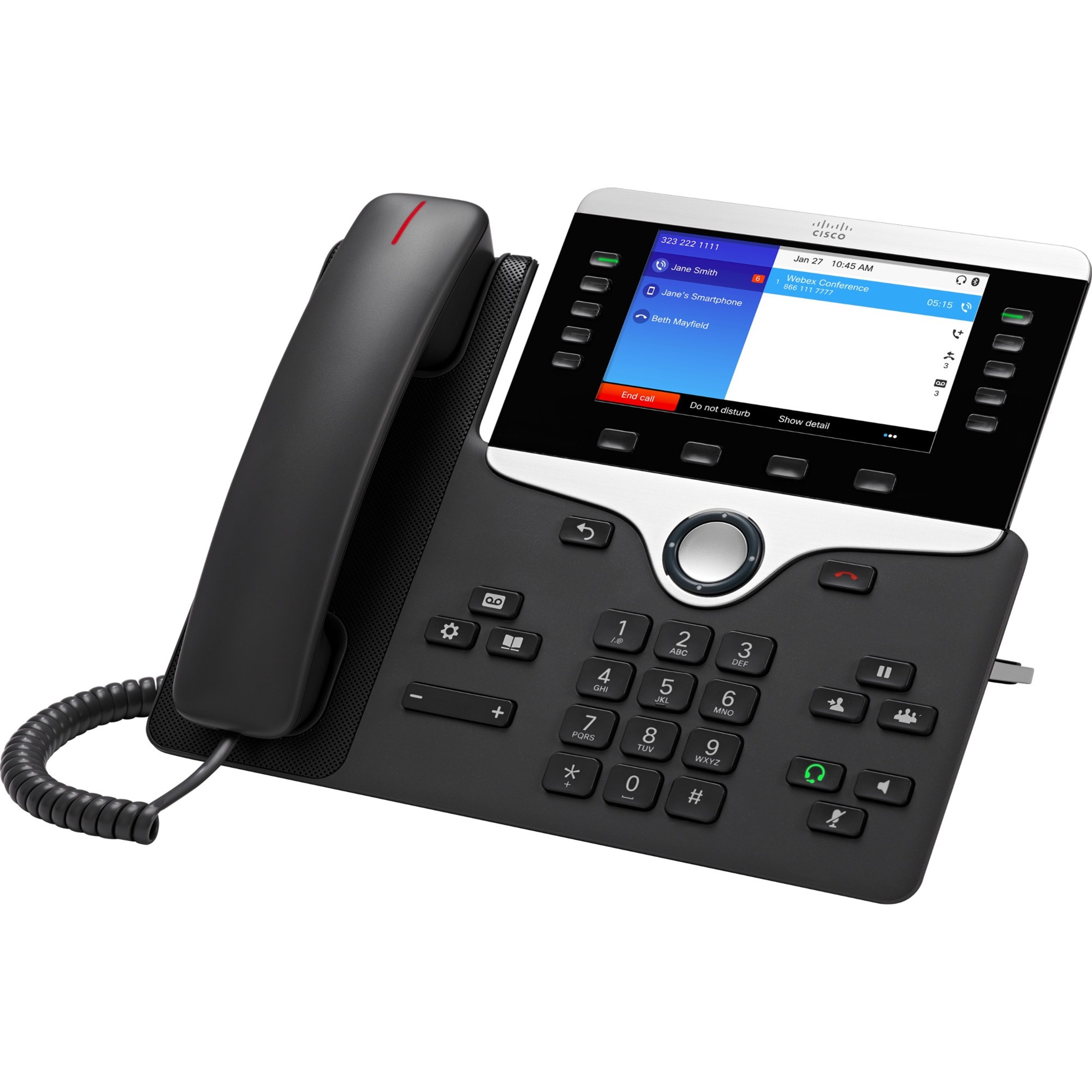 Cisco 8851 IP Phone - Corded/Cordless - Corded - Bluetooth - Tabletop, Wall Mountable - Charcoal - VoIP - 2 x Network (RJ-45) - PoE Ports