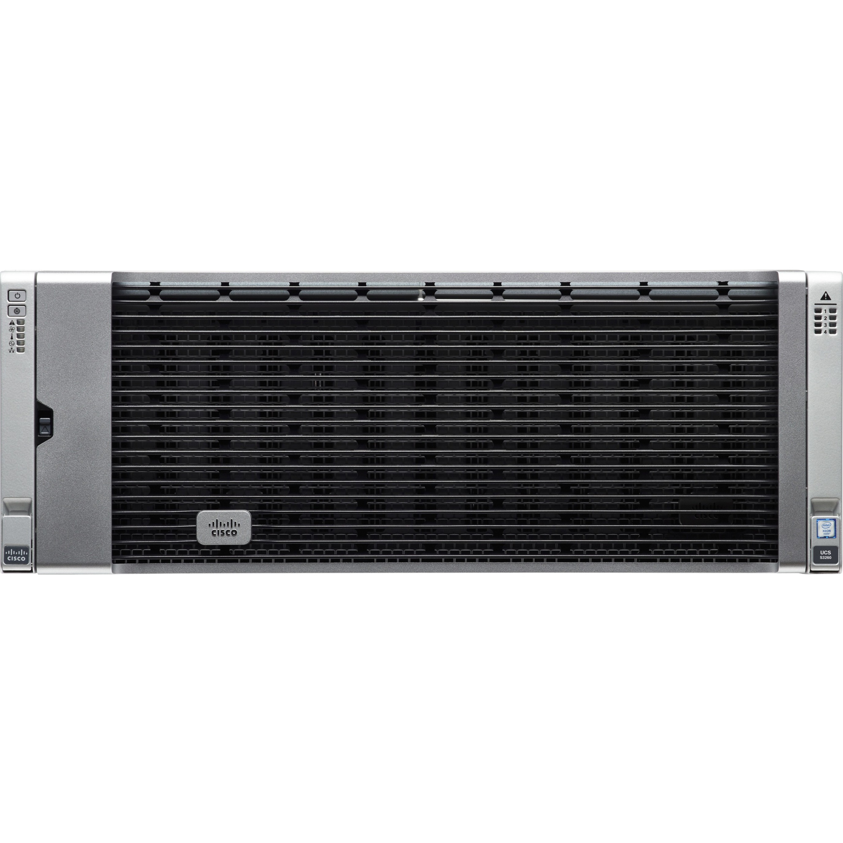 Cisco S3260 M5 Barebone System - 4U Rack-mountable - 2 x Processor Support - DDR4 SDRAM DDR4-2666/PC4-21300 Maximum RAM Support - 14 Total Memory Slots - 12Gb/s SAS RAID Supported Controller - 56 3.5"