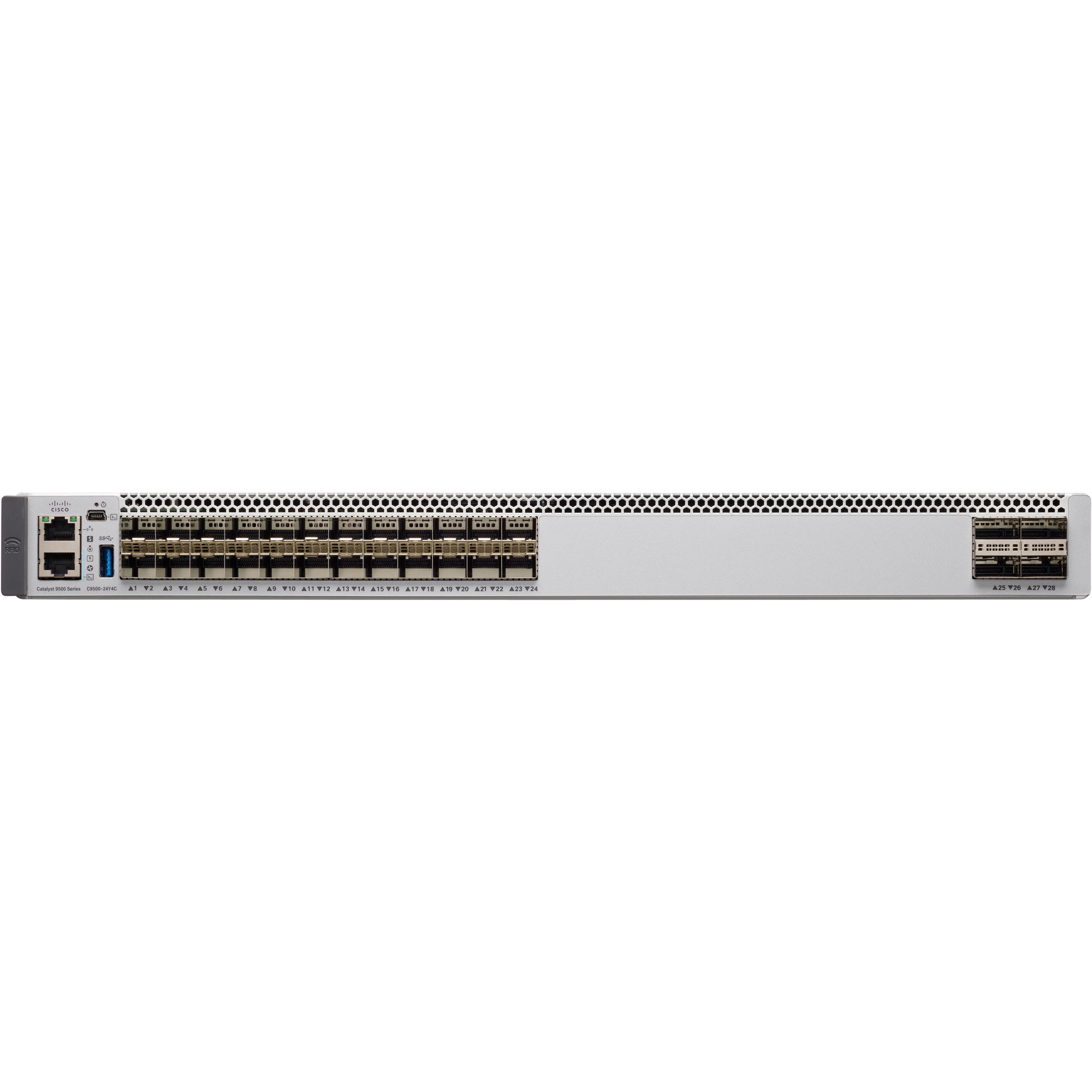 Cisco Catalyst C9500-24Y4C Layer 3 Switch - Manageable - 25 Gigabit Ethernet, 100 Gigabit Ethernet - 25GBase-X, 100GBase-X - 3 Layer Supported - Modular - 650 W Power Consumption - Optical Fiber - 1U 