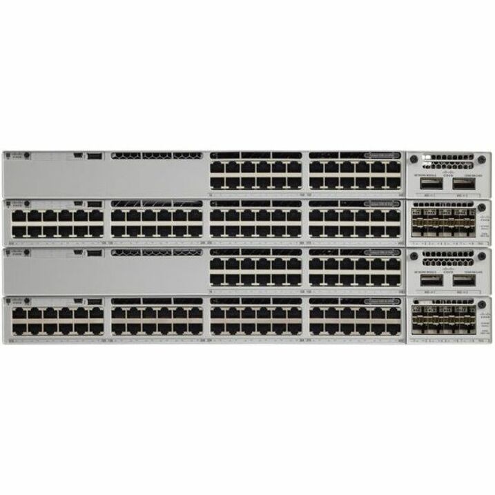Cisco Catalyst 9300-48T Switch - 48 Ports - Manageable - Gigabit Ethernet - 10/100/1000Base-T - Refurbished - 3 Layer Supported - Modular - 350 W Power Consumption - Twisted Pair - 1U - Rack-mountable