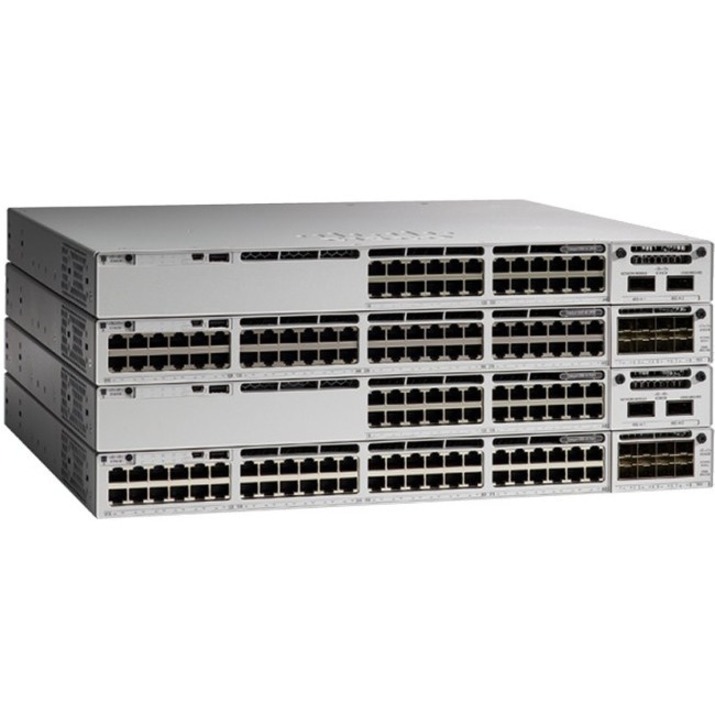 Cisco Catalyst 9300-48T-A Switch - 48 Ports - Manageable - Gigabit Ethernet - 10/100/1000Base-T - 3 Layer Supported - Modular - 350 W Power Consumption - Twisted Pair - 1U - Rack-mountable - Lifetime 