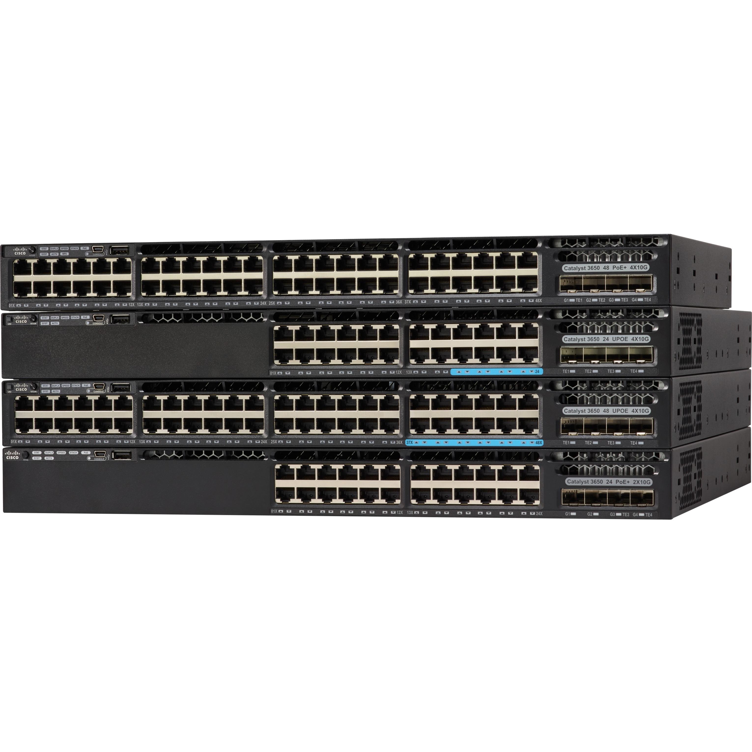 Cisco Catalyst 3650-12X48UQ-S Switch - 48 Ports - Manageable - 10 Gigabit Ethernet, Gigabit Ethernet - 10GBase-T, 10GBase-X, 10/100/1000Base-TX - Refurbished - 3 Layer Supported - Modular - 1100 W Pow