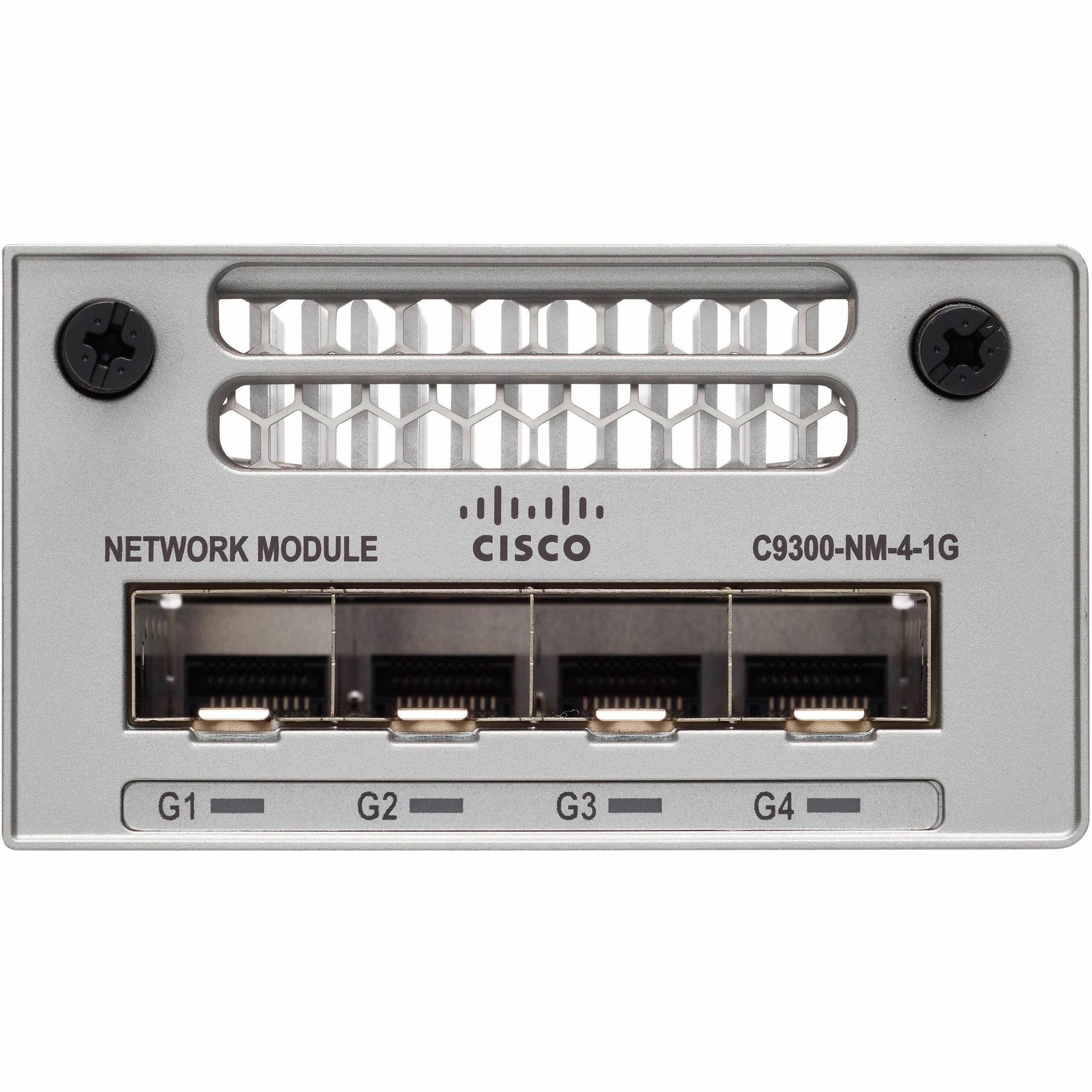 Cisco Catalyst 9300 4 x 1GE Network Module, Spare - For Data Networking - 4 x 1000Base-T Network - Twisted PairGigabit Ethernet - 1000Base-T - Plug-in Module