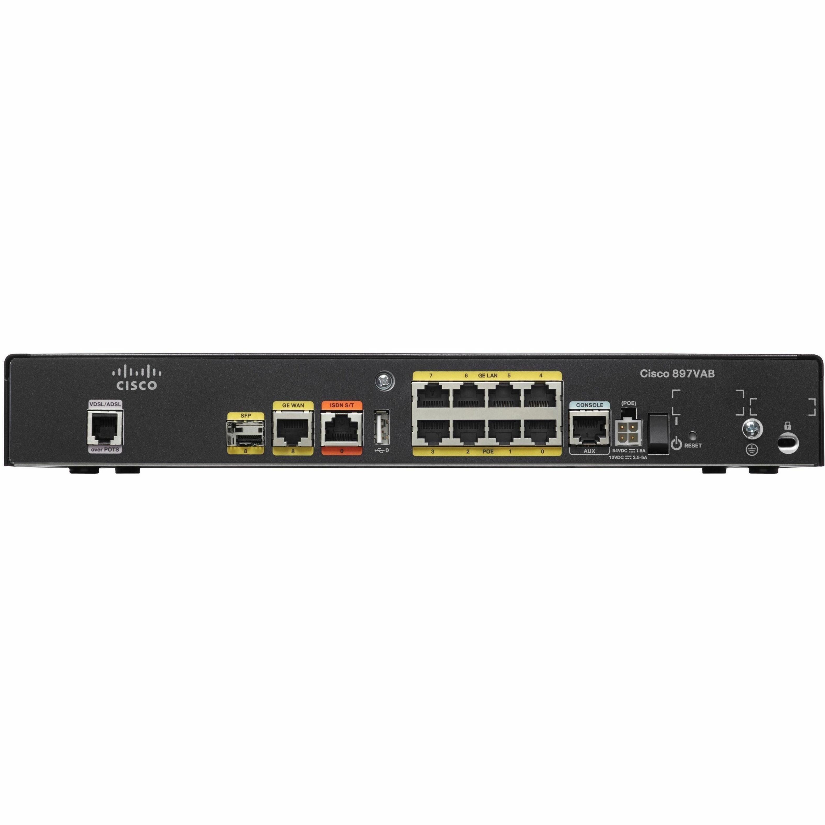Cisco 891FJ Router - Refurbished - 9 Ports - 8 RJ-45 Port(s) - 1 WAN Port(s) - PoE Ports - Management Port - 1 SFP Slots - Gigabit Ethernet - IEEE 802.1D, IEEE 802.1Q, IEEE 802.3af, IEEE 802.1x - Rack