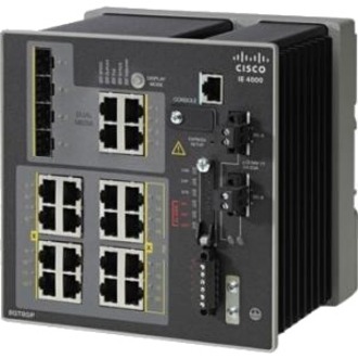 Cisco IE-4000-16T4G-E Ethernet Switch - 16 Ports - Manageable - Fast Ethernet, Gigabit Ethernet - 10/100Base-T, 1000Base-X - Refurbished - 3 Layer Supported - Modular - 4 SFP Slots - Optical Fiber, Tw