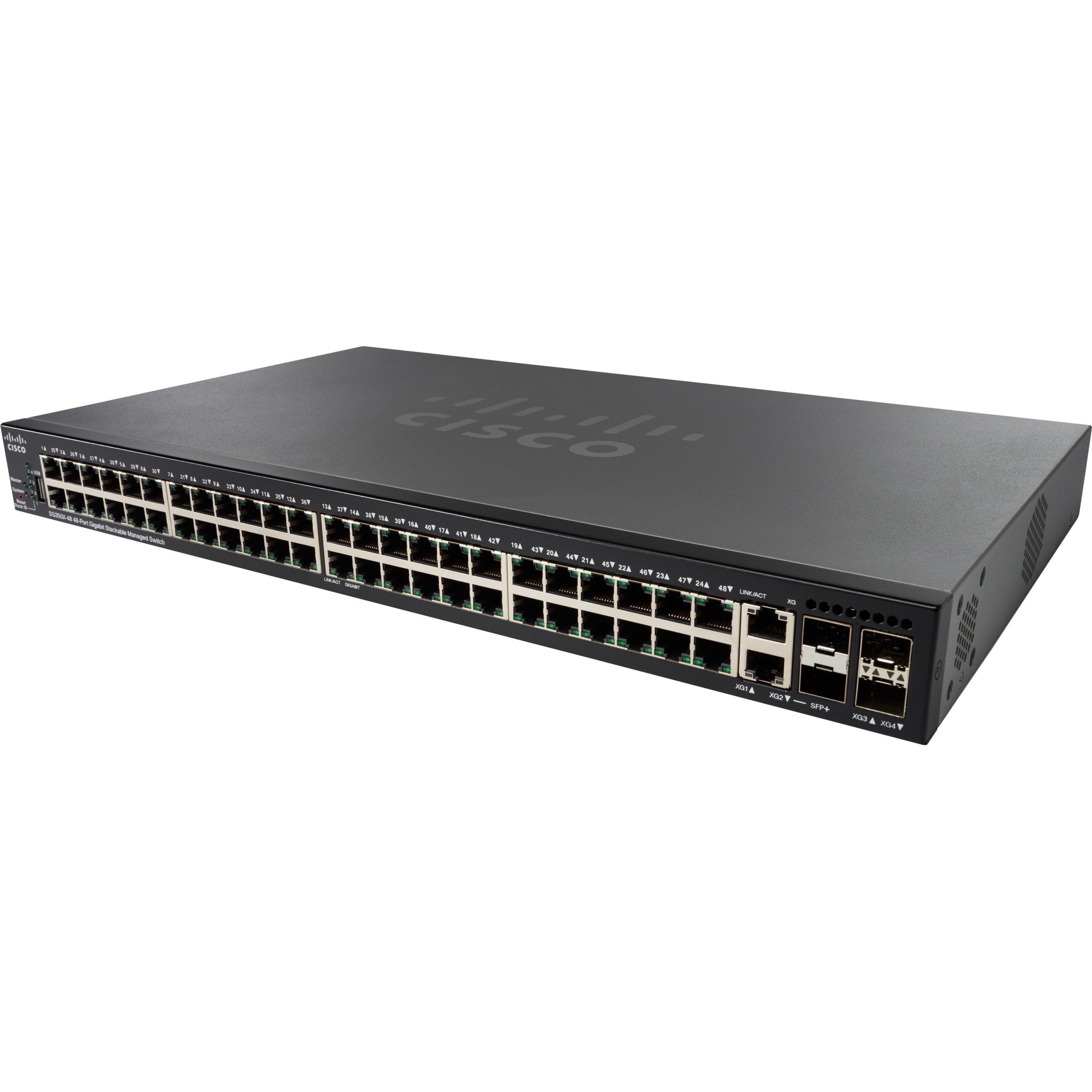 Cisco SG350X-48P Layer 3 Switch - 48 Ports - Manageable - Gigabit Ethernet - 10/100/1000Base-T - Refurbished - 3 Layer Supported - Modular - Twisted Pair, Optical Fiber - Rack-mountable - Lifetime Lim