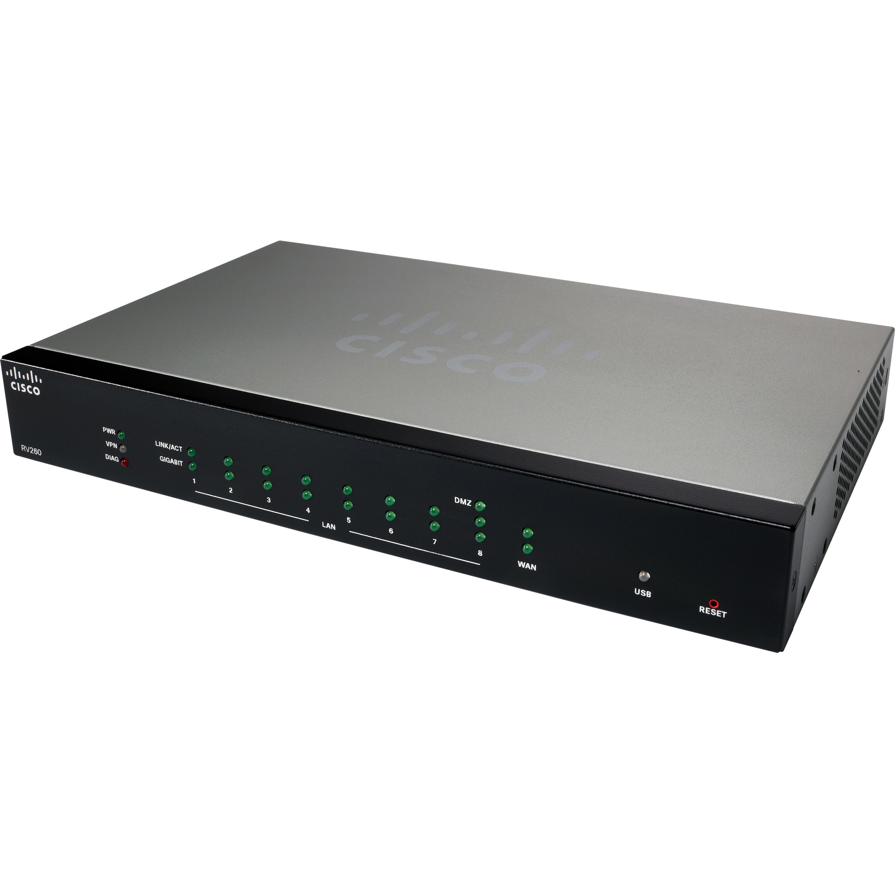 Cisco RV260 VPN Router - 9 Ports - Management Port - 1 - Gigabit Ethernet Lifetime Warranty
