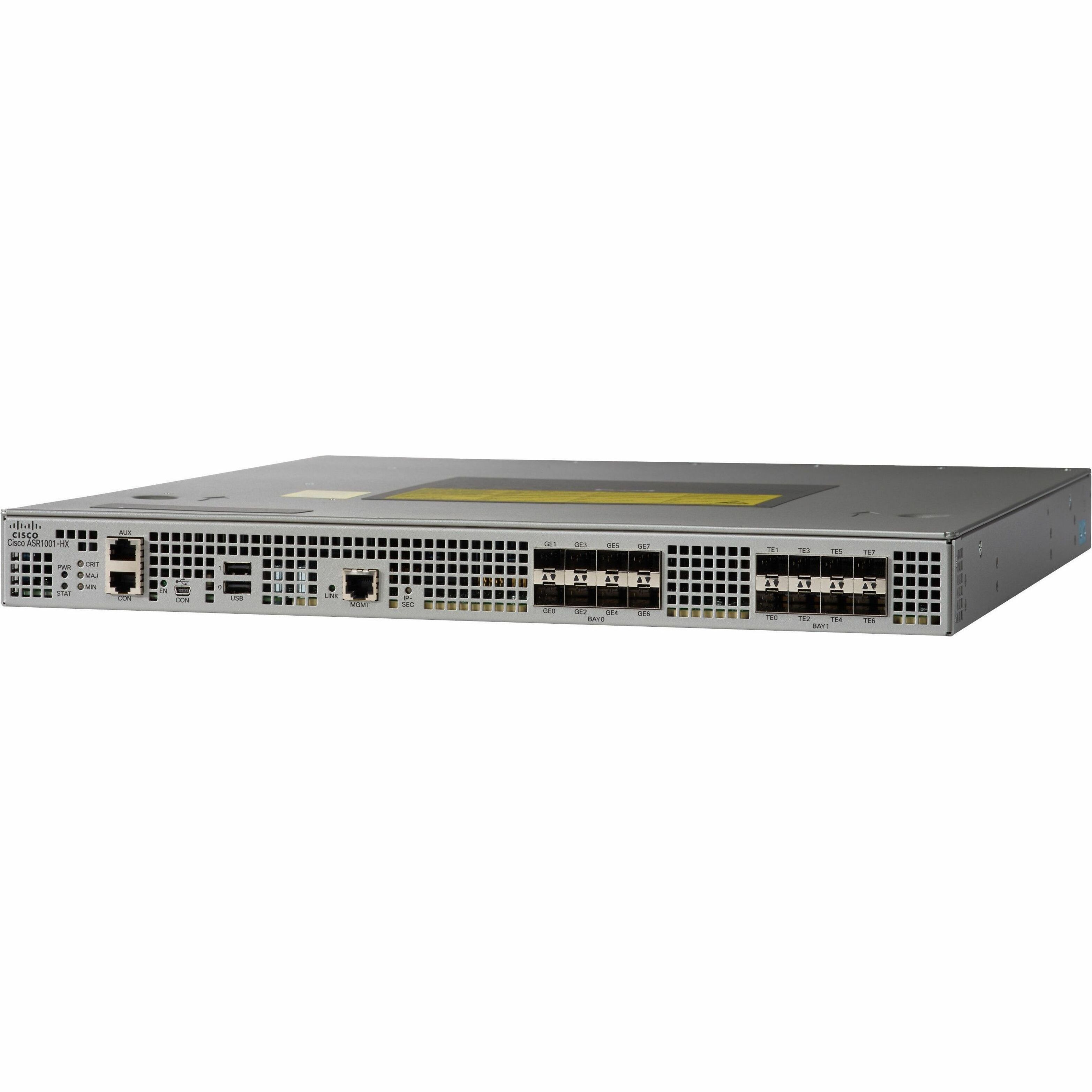 Cisco ASR 1001-HX Router - 16 SFP Slots, SFP+ Slots - 16 GB - 10 Gigabit Ethernet - 1U - Rack-mountable - 90 Day