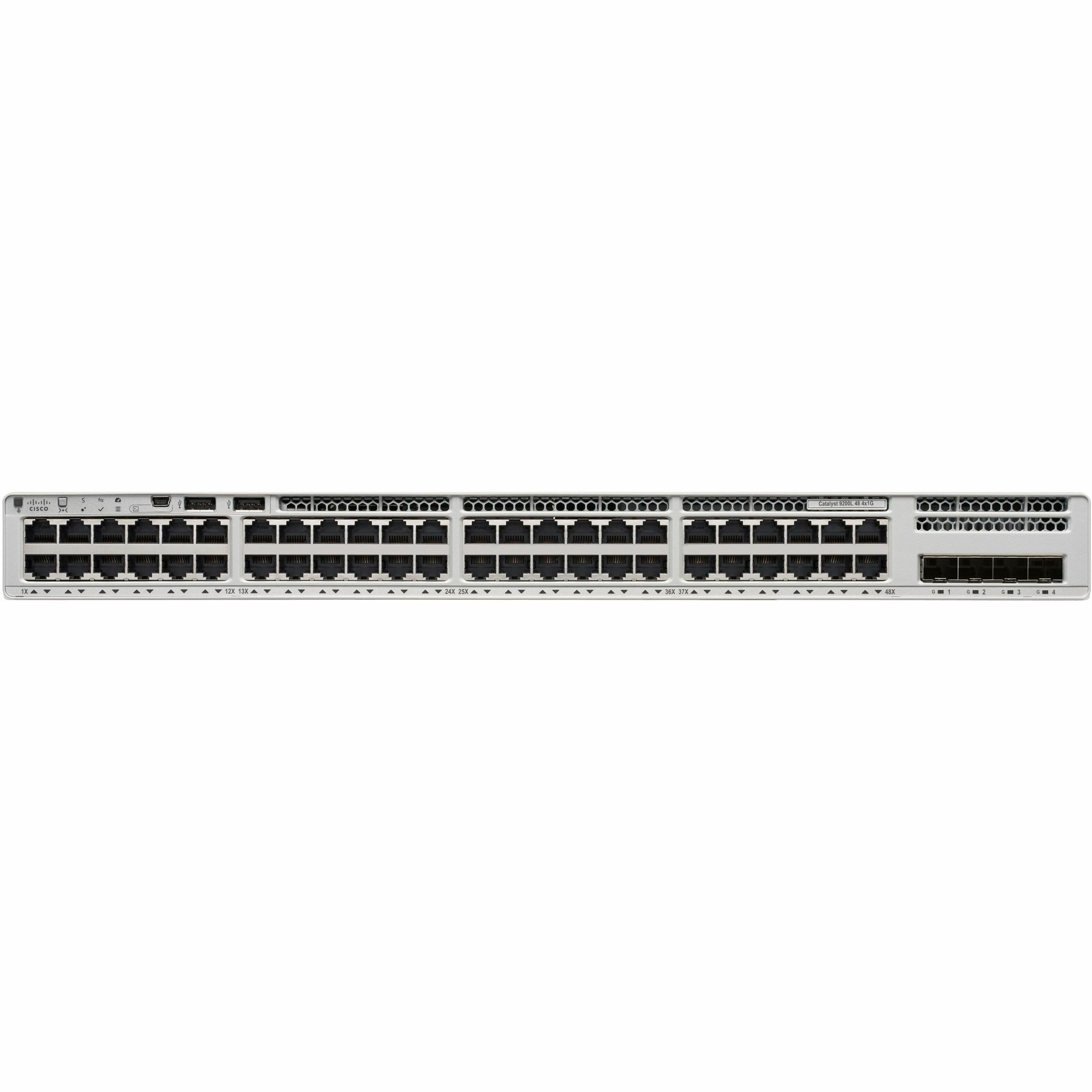 Cisco Catalyst 9200 C9200L-48T-4G Layer 3 Switch - 48 Ports - Manageable - Gigabit Ethernet - 10/100/1000Base-T, 1000Base-X - 3 Layer Supported - Modular - 4 SFP Slots - Twisted Pair, Optical Fiber - 
