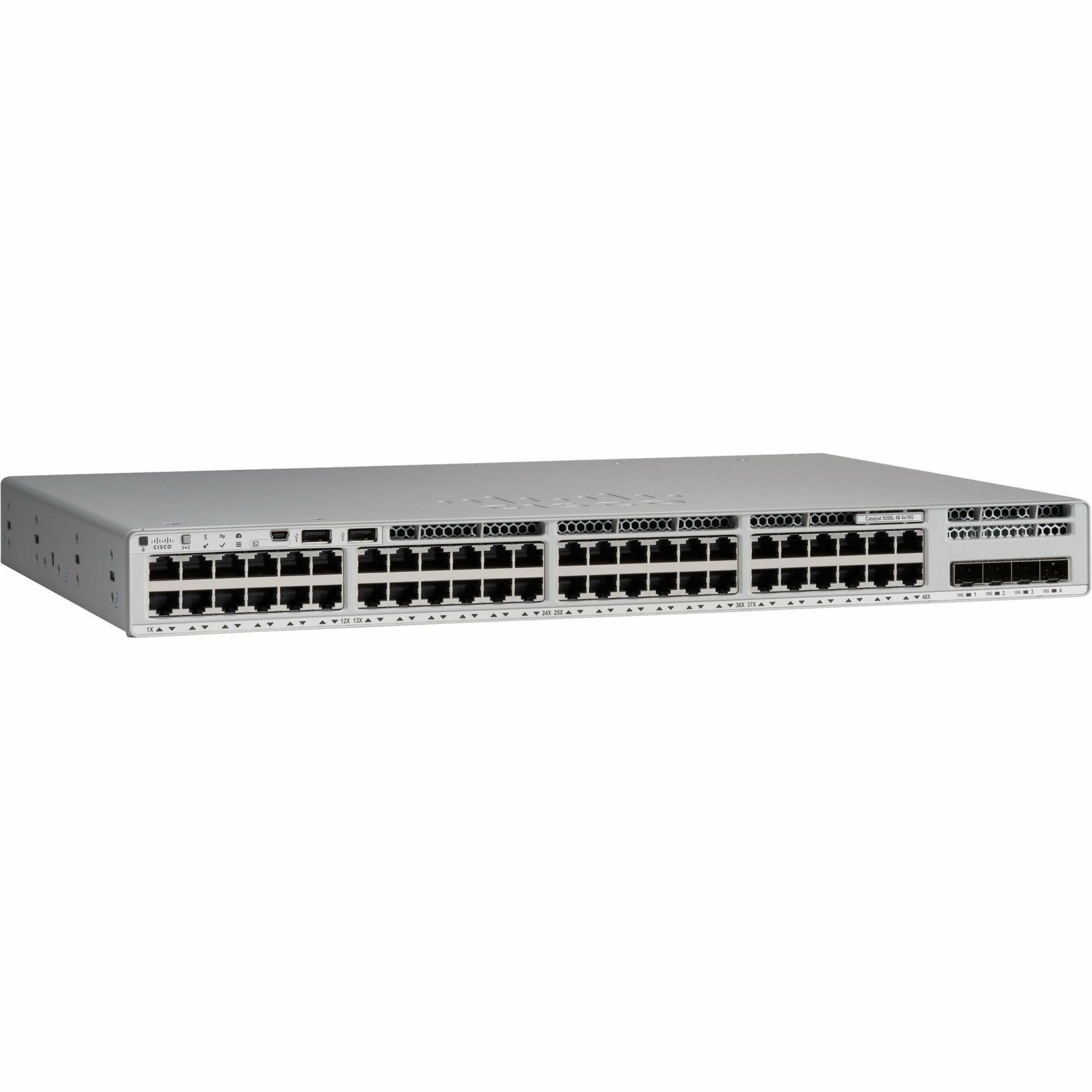 Cisco Catalyst C9200L-48T-4X Ethernet Switch - 48 Ports - Manageable - Gigabit Ethernet, 10 Gigabit Ethernet - 10/100/1000Base-T, 10GBase-X - 3 Layer Supported - Modular - Twisted Pair, Optical Fiber 
