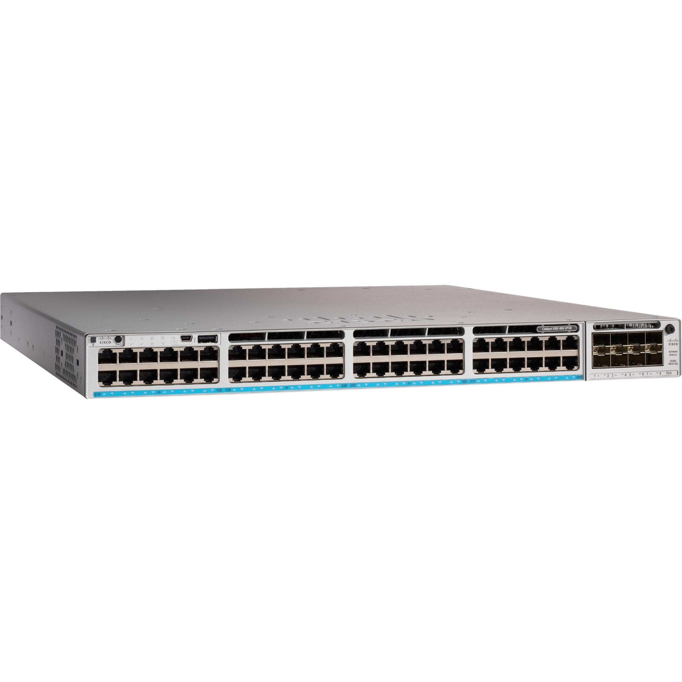 Cisco Catalyst C9300-48UN Ethernet Switch - 48 Ports - Manageable - 5 Gigabit Ethernet - 5GBase-T - 3 Layer Supported - Modular - 1100 W Power Consumption - Twisted Pair - 1U - Rack-mountable - Lifeti