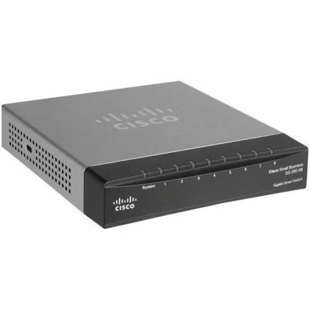 Cisco 200 SG200-08 Ethernet Switch - 8 Ports - Manageable - Gigabit Ethernet, Fast Ethernet - 10/100/1000Base-T - Refurbished - 2 Layer Supported - Lifetime Limited Warranty