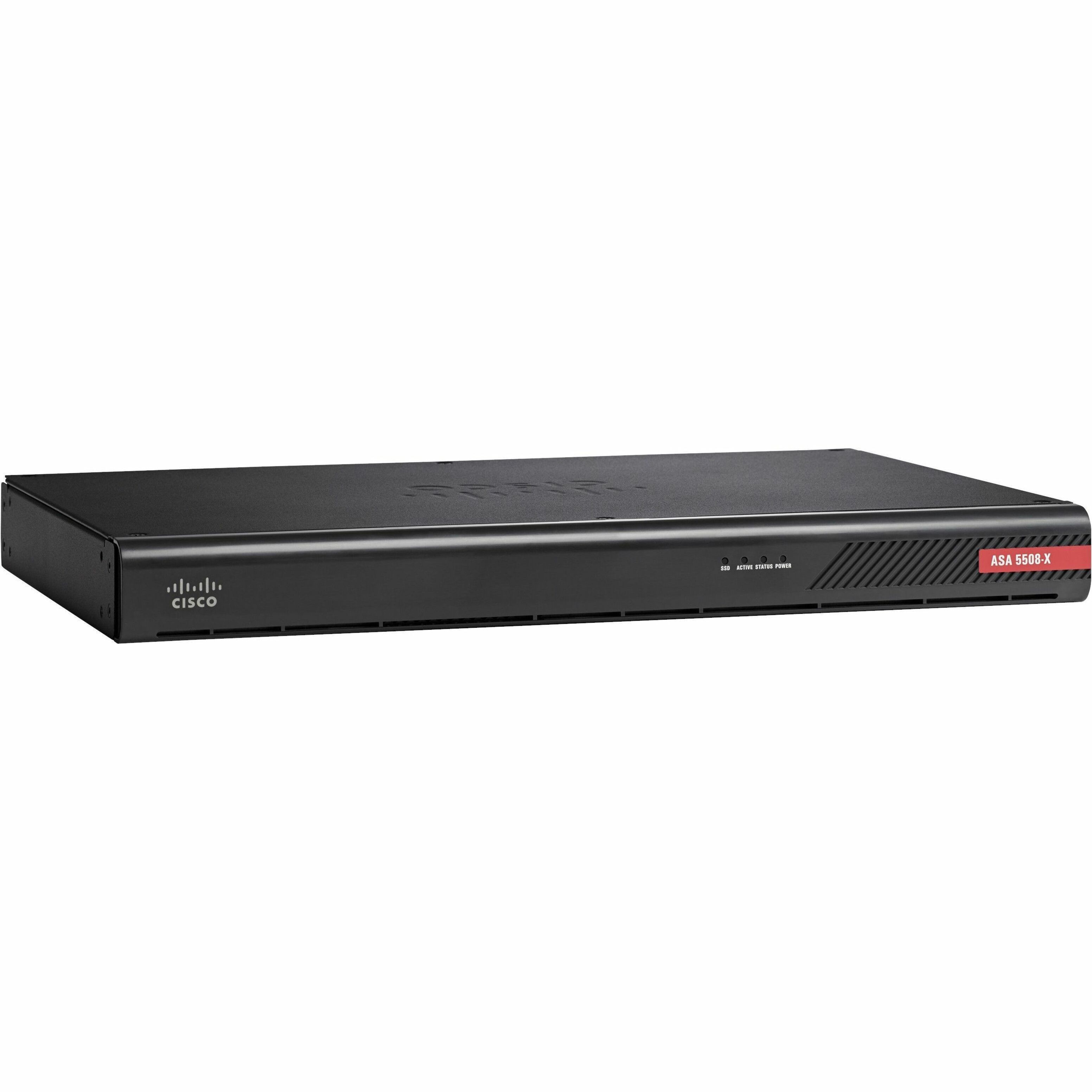 Cisco ASA 5508-X Network Security/Firewall Appliance - 8 Port - 10/100/1000Base-T - Gigabit Ethernet - DES - 8 x RJ-45 - 1U - Rack-mountable