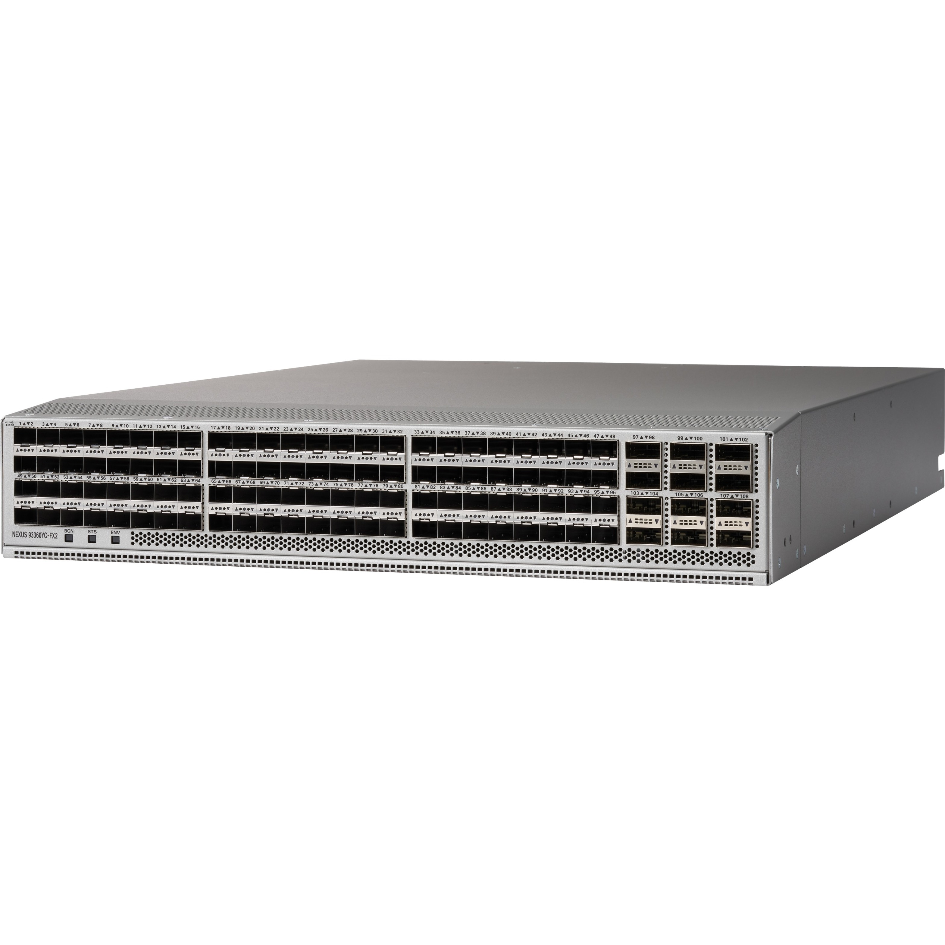 Cisco 93360YC-FX2 Layer 3 Switch - Manageable - 100 Gigabit Ethernet, 25 Gigabit Ethernet - 100GBase-X, 25GBase-X - 3 Layer Supported - Modular - 900 W Power Consumption - Optical Fiber - 2U - Rack-mo
