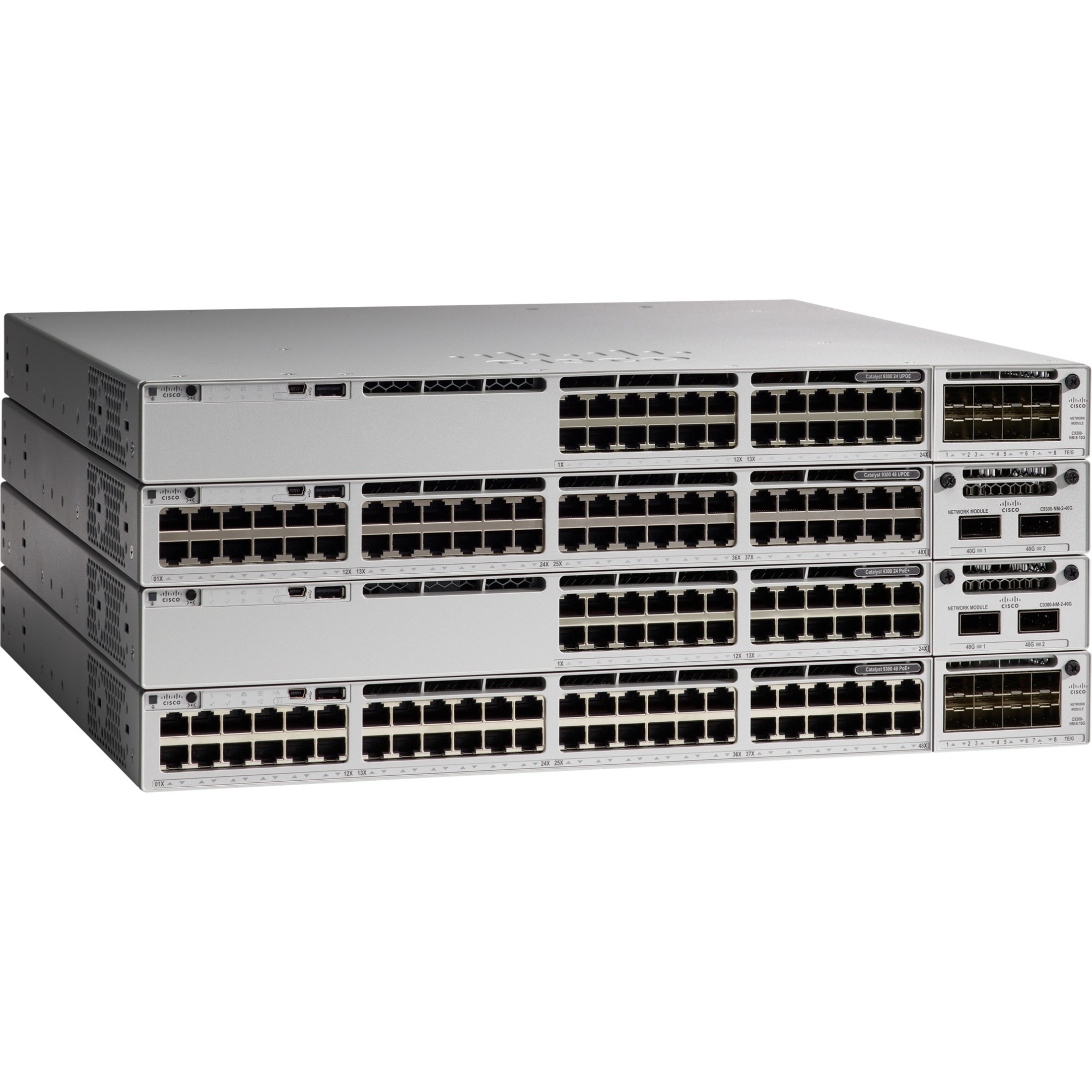 Cisco Catalyst 9300 24-port UPOE, Network Essentials - 24 Ports - Manageable - Gigabit Ethernet - 10/100/1000Base-T - Refurbished - 2 Layer Supported - 1100 W Power Consumption - Twisted Pair - Rack-m