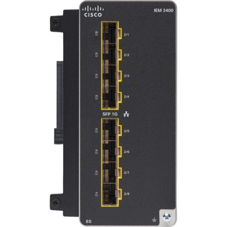 Cisco Catalyst IE3400 with 8 GE SFP Ports, Expansion Module - For Data Networking - 8 x 1000Base-X Network - Optical FiberGigabit Ethernet - 1000Base-X - DIN Rail
