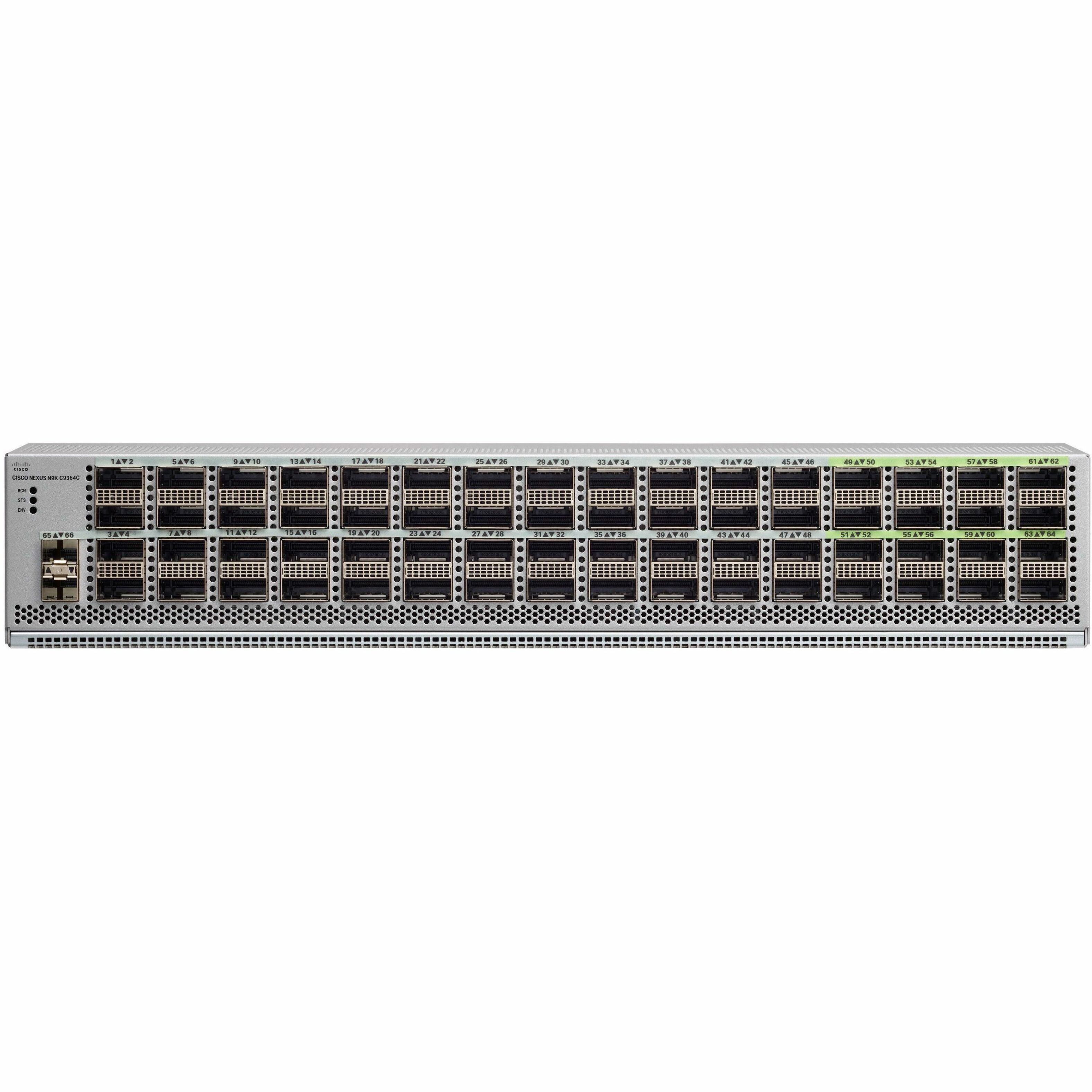 Cisco Nexus 9364C Ethernet Switch - Manageable - 100 Gigabit Ethernet, 10 Gigabit Ethernet - 100GBase-X, 10GBase-X - Refurbished - 2 Layer Supported - Modular - Optical Fiber - 2U - Rack-mountable - 1