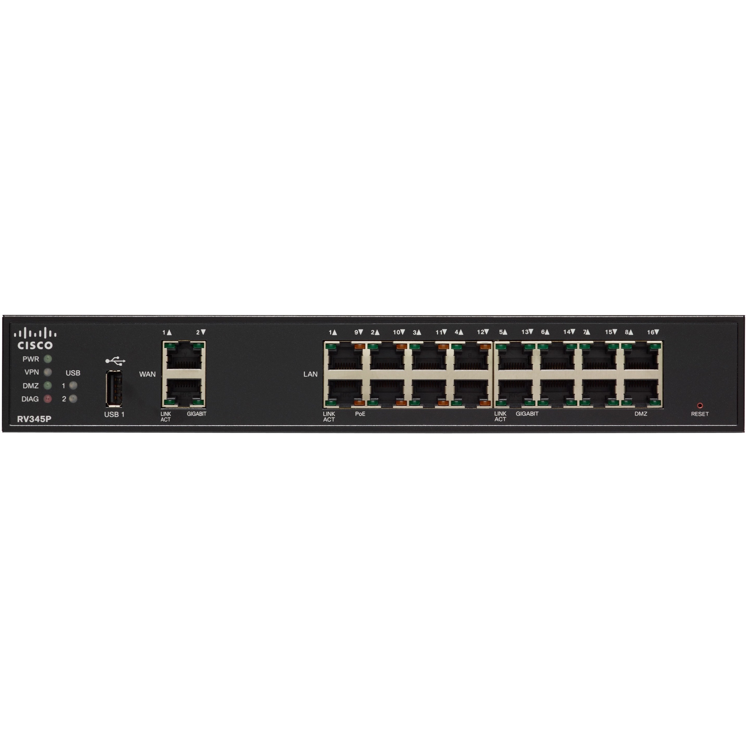 Cisco RV345P Router - Refurbished - 18 Ports - PoE Ports - Management Port - Gigabit Ethernet - Rack-mountable Lifetime Warranty