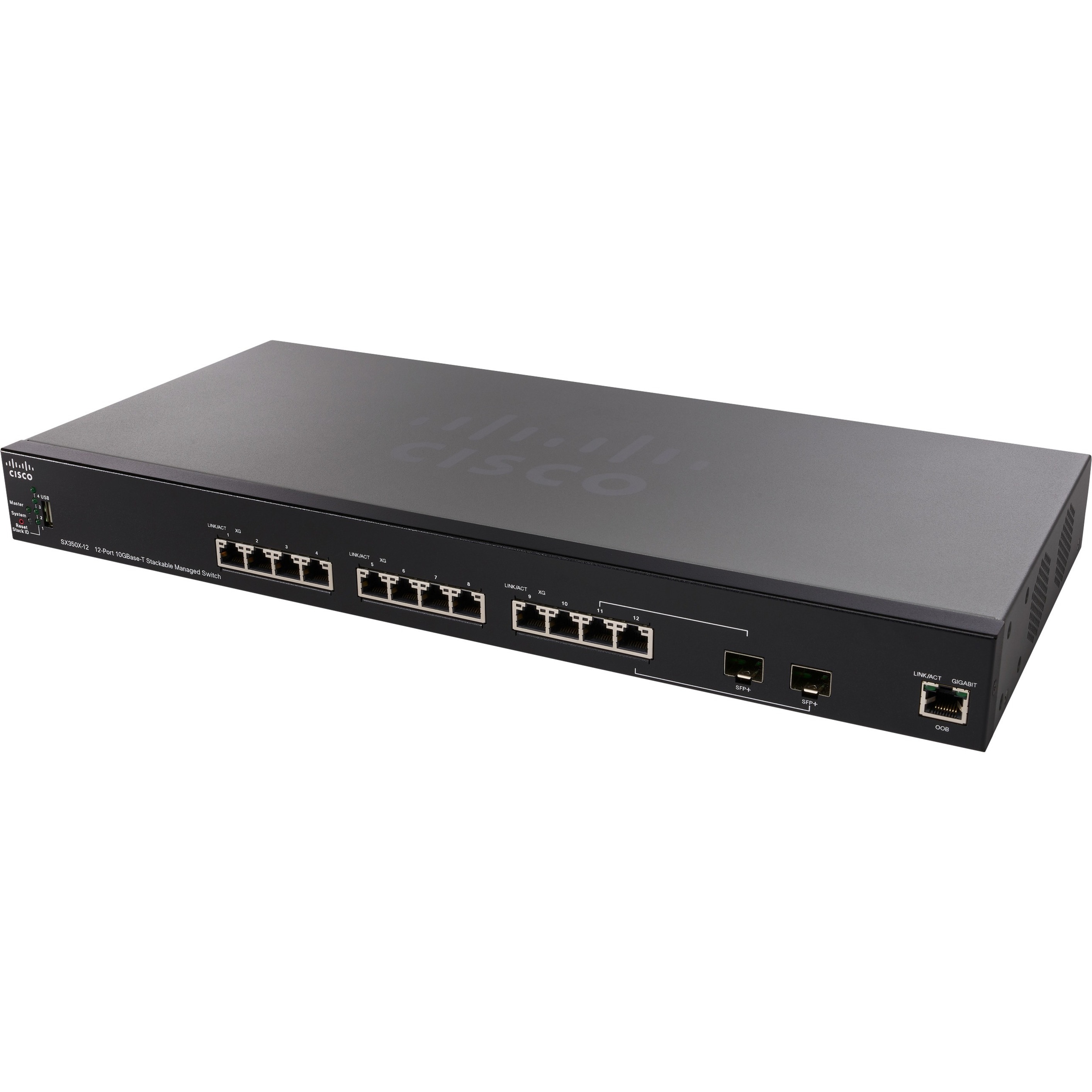 Cisco SX350X-12 12-Port 10GBase-T Stackable Managed Switch - 12 Ports - Manageable - 10 Gigabit Ethernet - 10GBase-T - 2 Layer Supported - Modular - Twisted Pair, Optical Fiber - Rack-mountable - Life