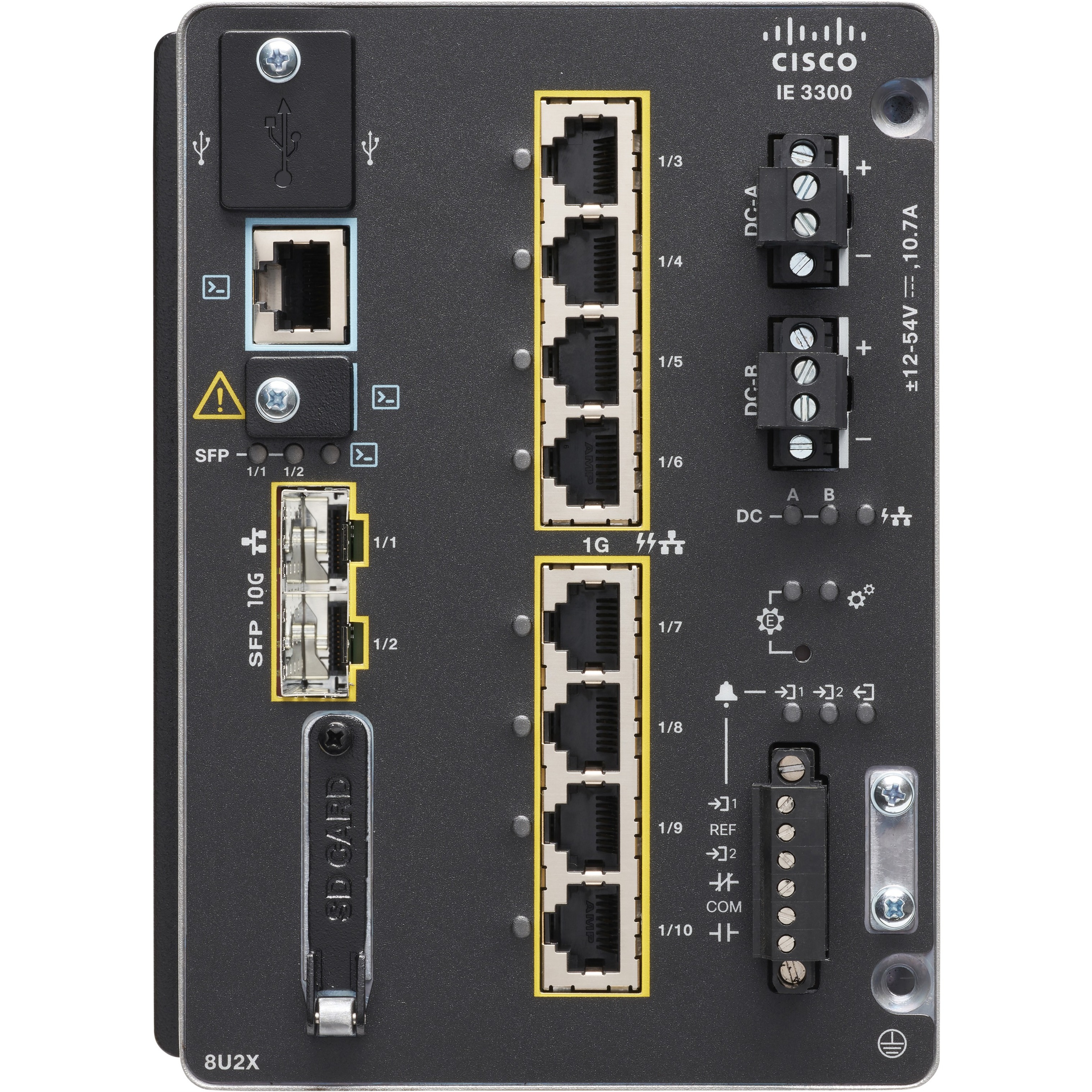 Cisco Catalyst IE-3300-8P2S Ethernet Switch - 8 Ports - Manageable - Gigabit Ethernet - 10/100/1000Base-T, 1000Base-X - 3 Layer Supported - Modular - 2 SFP Slots - 32 W Power Consumption - 240 W PoE B