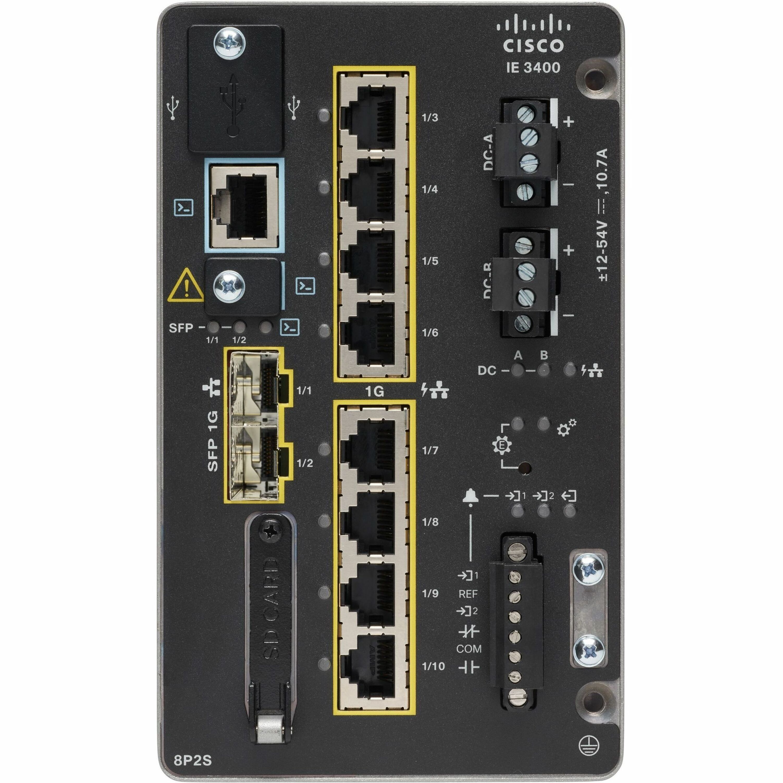 Cisco Catalyst IE-3400-8P2S-E Ethernet Switch - 8 Ports - Manageable - 3 Layer Supported - Modular - 2 SFP Slots - Twisted Pair, Optical Fiber - DIN Rail Mountable