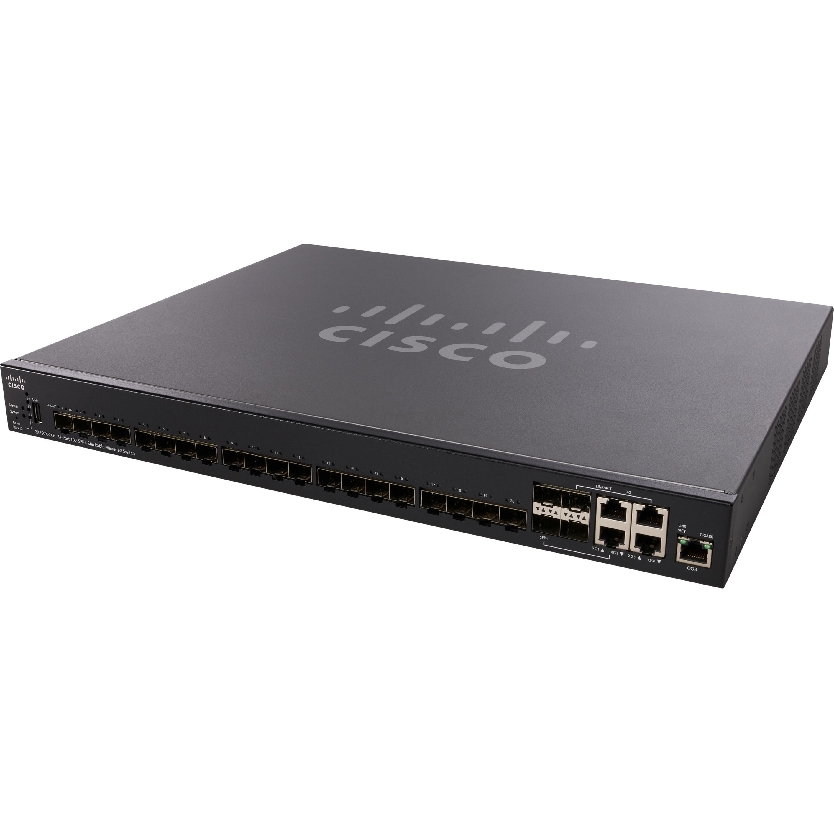 Cisco SX350X-24F 24-Port 10G SFP+ Stackable Managed Switch - 24 Ports - Manageable - 10 Gigabit Ethernet - 10GBase-X - 2 Layer Supported - Modular - 39 W Power Consumption - Optical Fiber - Rack-mount