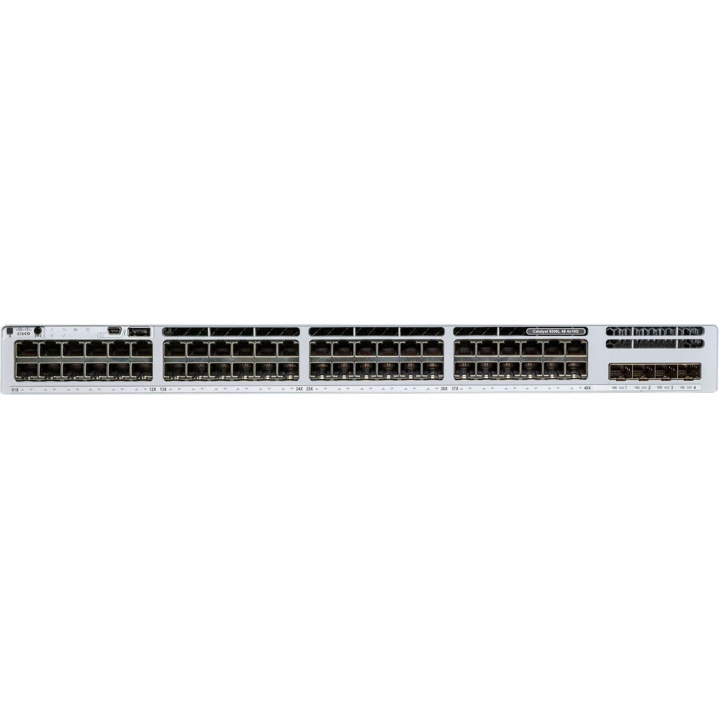 Cisco Catalyst 9300L-48P-4X Switch - 48 Ports - Manageable - 10 Gigabit Ethernet, Gigabit Ethernet - 10GBase-X, 10/100/1000Base-T - 3 Layer Supported - Modular - 4 SFP Slots - 350 W Power Consumption 