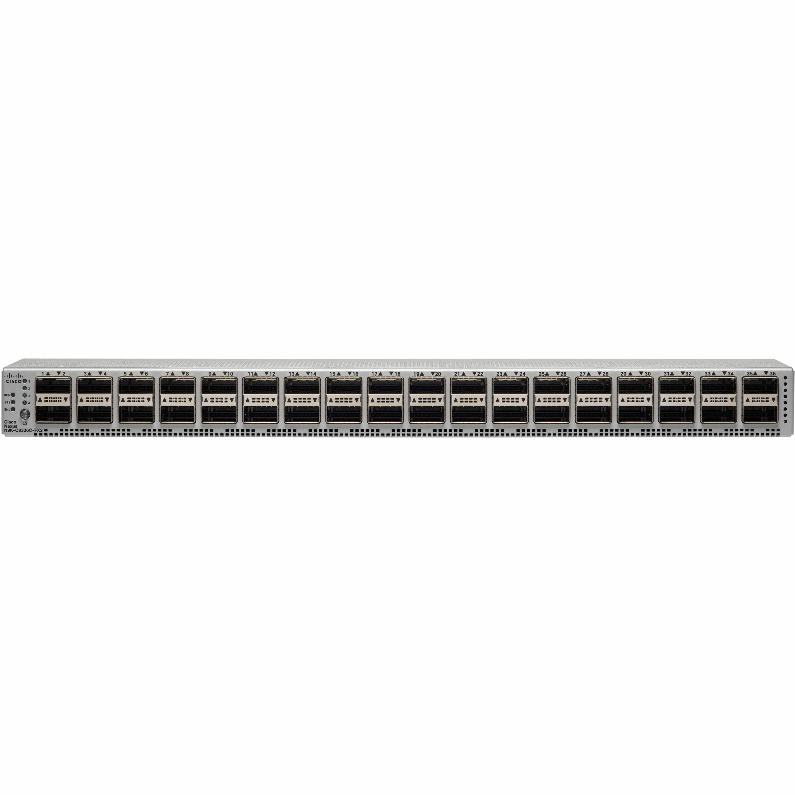 Cisco Nexus 9336C-FX2 Ethernet Switch - Manageable - 100 Gigabit Ethernet - 100GBase-X - 3 Layer Supported - Modular - 367 W Power Consumption - Optical Fiber - 1U - Rack-mountable - 1 Year Limited Wa