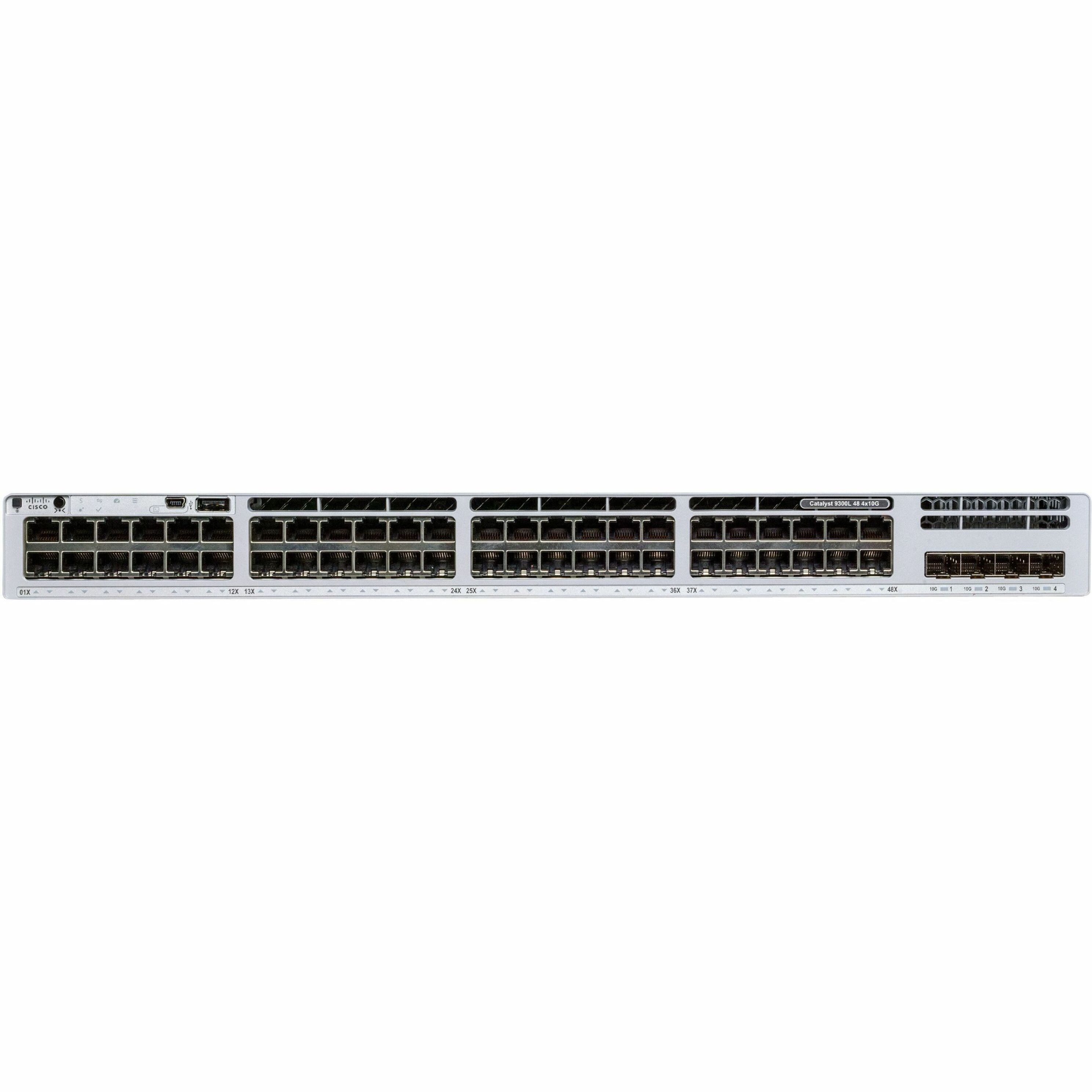 Cisco Catalyst 9300L-48P-4X Switch - 48 Ports - Manageable - 10 Gigabit Ethernet, Gigabit Ethernet - 10GBase-X, 10/100/1000Base-T - 3 Layer Supported - Modular - 4 SFP Slots - 350 W Power Consumption 