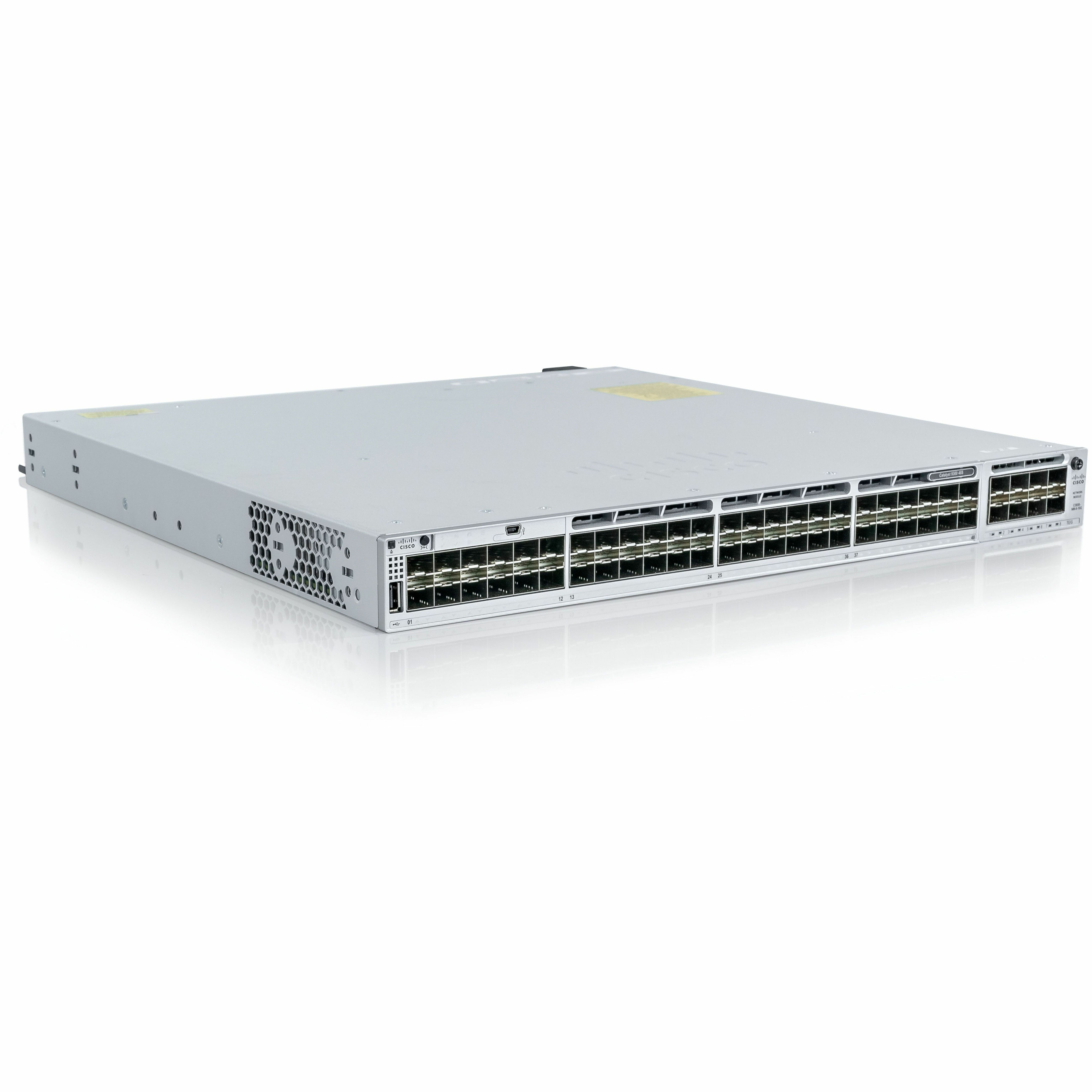 Cisco C9300-48S Ethernet Switch - Manageable - Gigabit Ethernet - 1000Base-X - 3 Layer Supported - Modular - 48 SFP Slots - 715 W Power Consumption - Optical Fiber - Rack-mountable, Standalone - Lifet