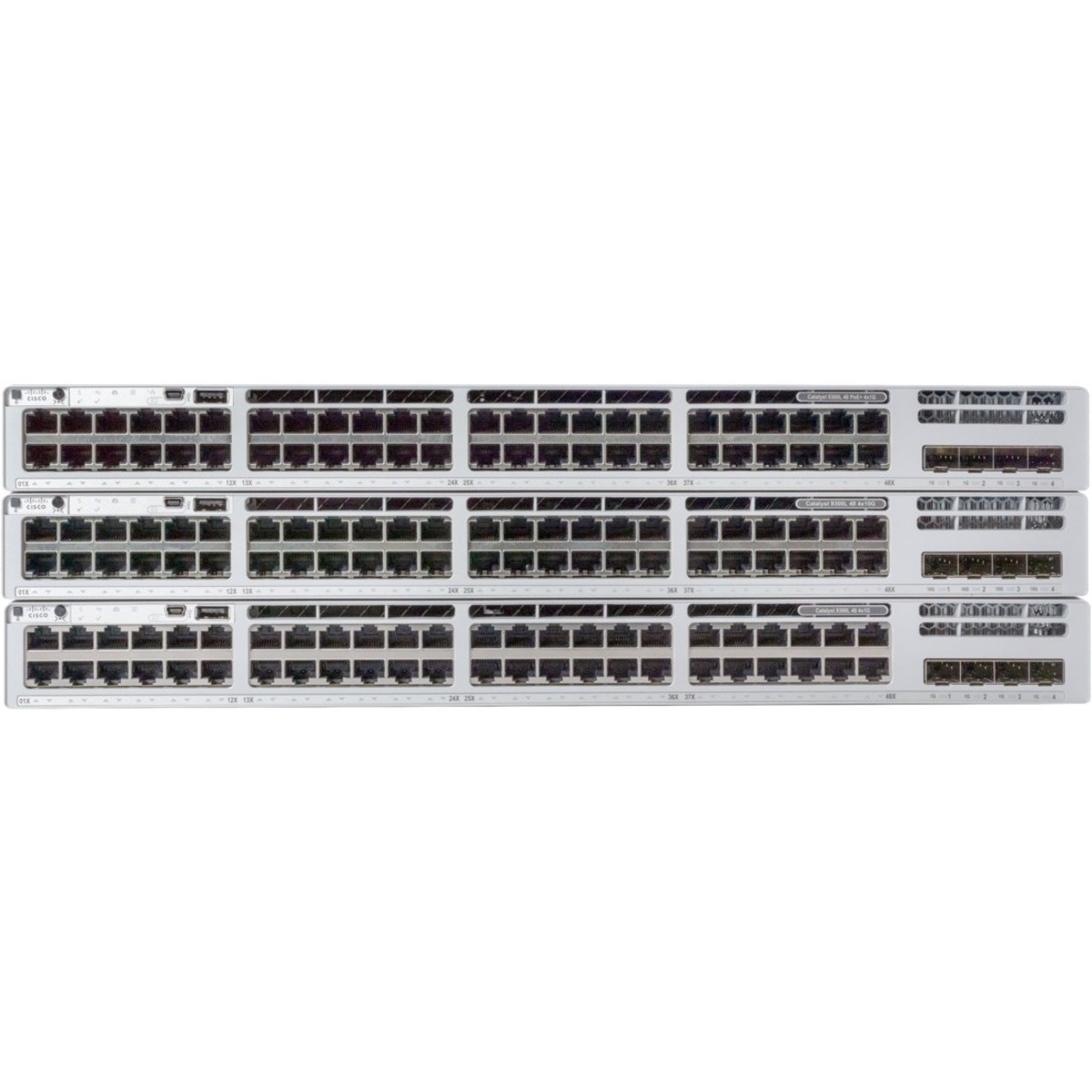 Cisco Catalyst 9300L-48UXG-4X-E Switch - 48 Ports - Manageable - 3 Layer Supported - Modular - 1100 W Power Consumption - 675 W PoE Budget - Optical Fiber, Twisted Pair - PoE Ports - Rack-mountable - 