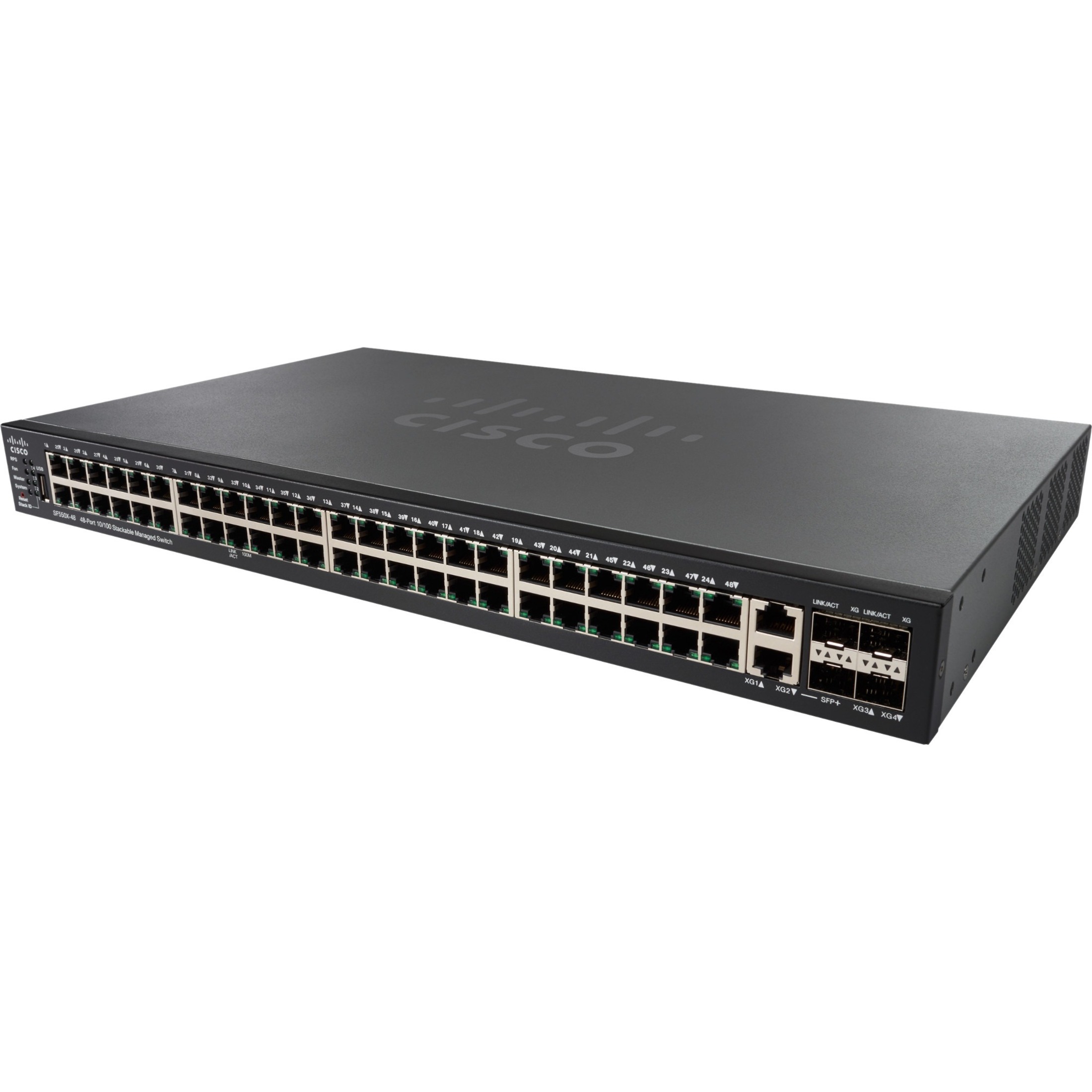 Cisco SF550X-48P Layer 3 Switch - 50 Ports - Manageable - Fast Ethernet - 10/100Base-T - Refurbished - 3 Layer Supported - Modular - 461.80 W Power Consumption - Twisted Pair, Optical Fiber - Rack-mou