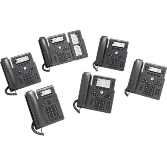 Cisco 6871 IP Phone - Corded - Corded/Cordless - Wi-Fi - Wall Mountable - Charcoal - 6 x Total Line - VoIP - IEEE 802.11a/b/g/n - 2 x Network (RJ-45) - PoE Ports