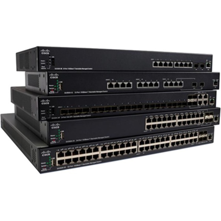 Cisco SG350X-24MP Layer 3 Switch - 24 Ports - Manageable - Gigabit Ethernet, 10 Gigabit Ethernet - 10/100/1000Base-T, 10GBase-X, 10GBase-T - Refurbished - 3 Layer Supported - Modular - 458.40 W Power
