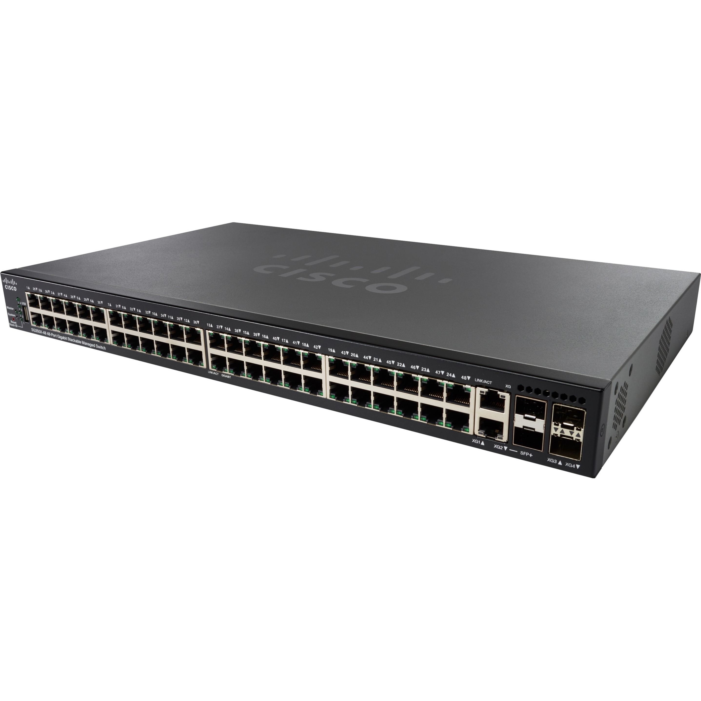 Cisco SG350X-48P Layer 3 Switch - 48 Ports - Manageable - Gigabit Ethernet, 10 Gigabit Ethernet - 10/100/1000Base-T, 10GBase-X, 10GBase-T - Refurbished - 3 Layer Supported - Modular - Twisted Pair, Op