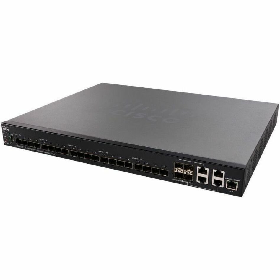 Cisco SX550X-24F 24-Port 10G SFP+ Stackable Managed Switch - 4 Ports - Manageable - 10 Gigabit Ethernet - 10GBase-X, 10GBase-T - 2 Layer Supported - 55.50 W Power Consumption - Optical Fiber, Twisted 