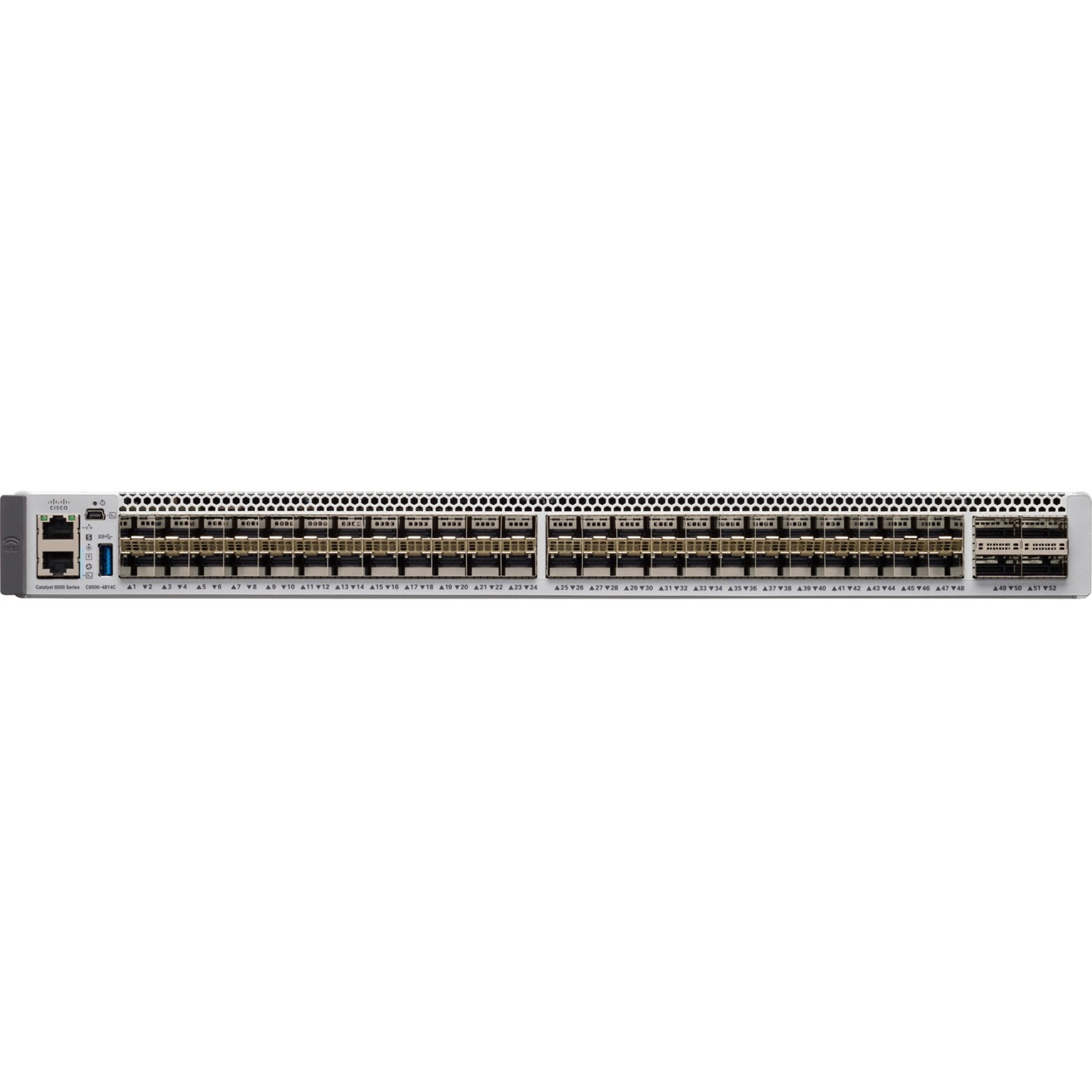 Cisco Catalyst C9500-48Y4C Layer 3 Switch - Manageable - 25 Gigabit Ethernet, 100 Gigabit Ethernet - 25GBase-X, 100GBase-X - Refurbished - 3 Layer Supported - Modular - 650 W Power Consumption - Optic