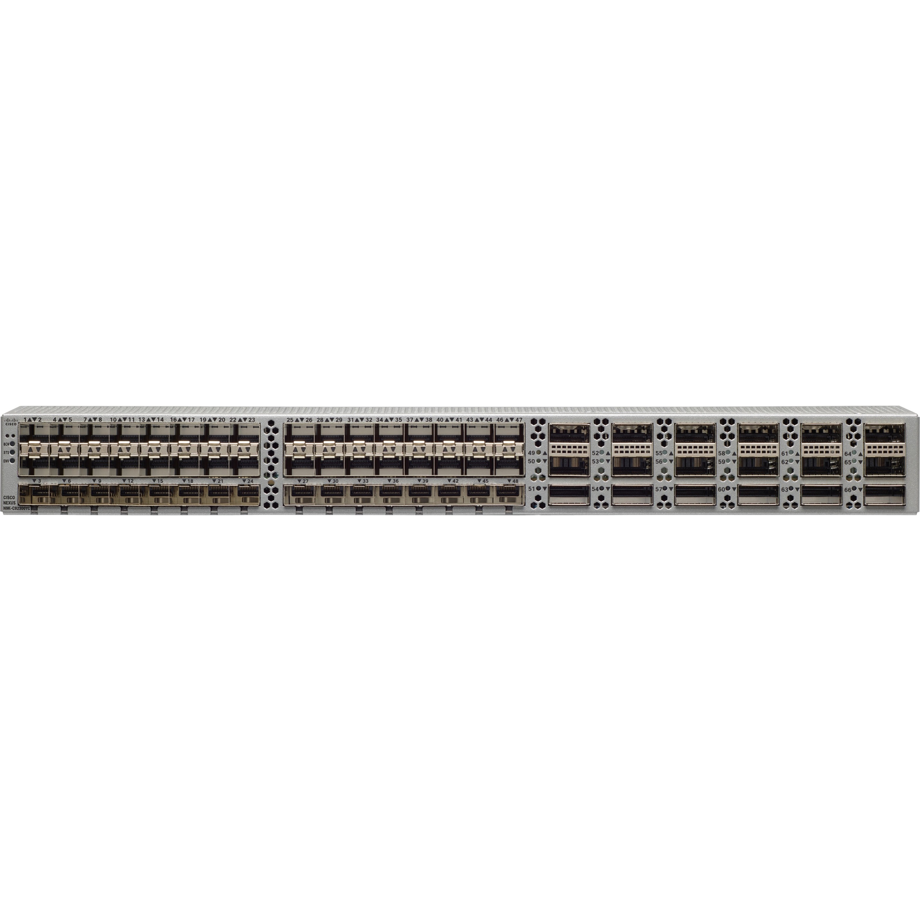 Cisco Nexus 9200 with 48p 10/25 Gbps and 18p 100G QSFP28 - 48 Ports - Manageable - 25 Gigabit Ethernet, 100 Gigabit Ethernet - 25GBase-T, 100GBase-X - Refurbished - 3 Layer Supported - Modular - 650 W