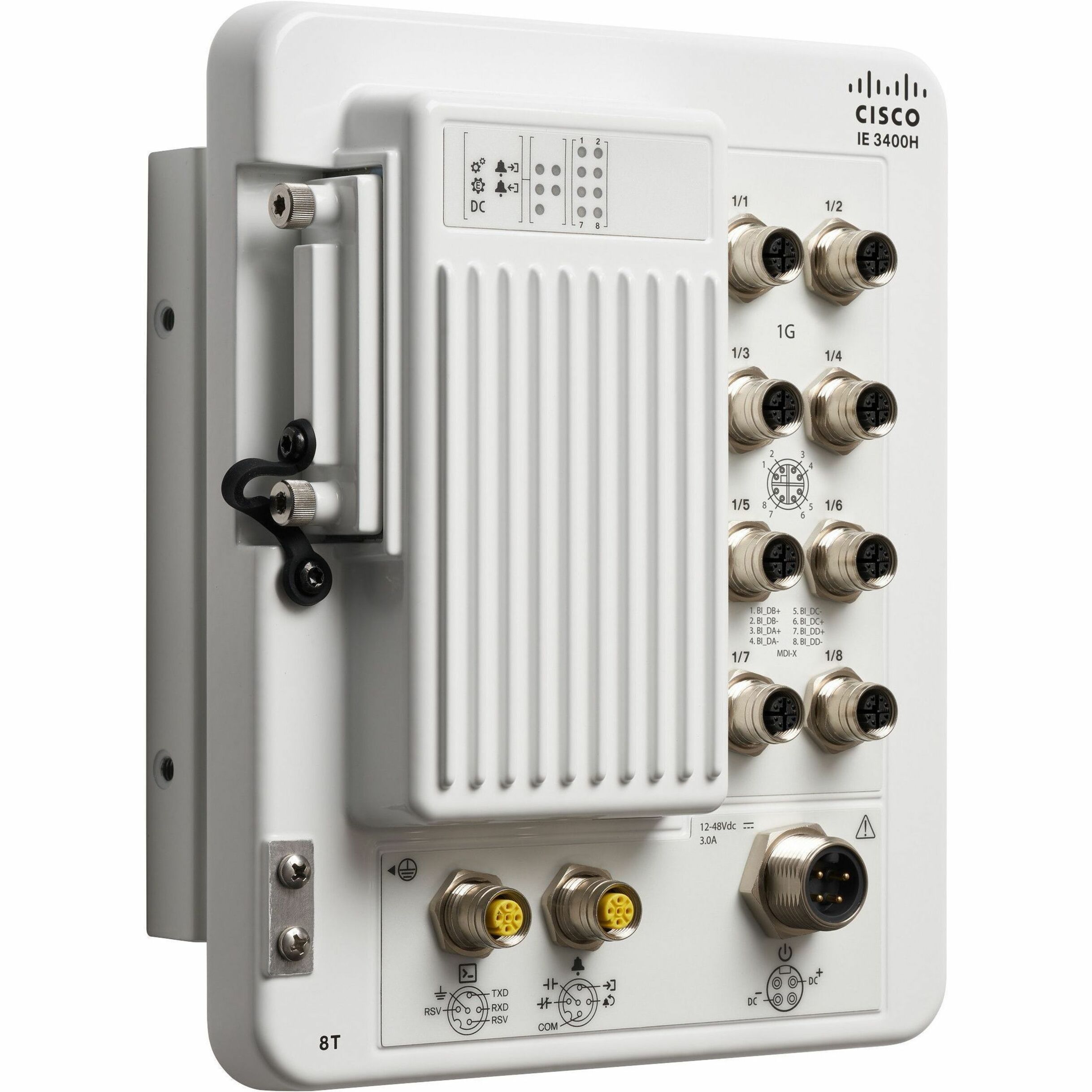 Cisco Catalyst IE3400 Heavy Duty w/ 8 GE M12 interfaces, IP67, Network Advantage - 8 Ports - Manageable - Fast Ethernet - 100Base-X - 3 Layer Supported - 32.20 W Power Consumption - Wall Mountable - 5