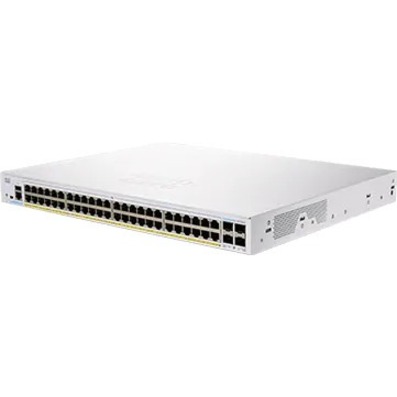 Cisco 350 CBS350-48P-4G Ethernet Switch - 52 Ports - Manageable - Gigabit Ethernet - 1000Base-T, 1000Base-X - 2 Layer Supported - Modular - 4 SFP Slots - 59.73 W Power Consumption - 370 W PoE Budget -