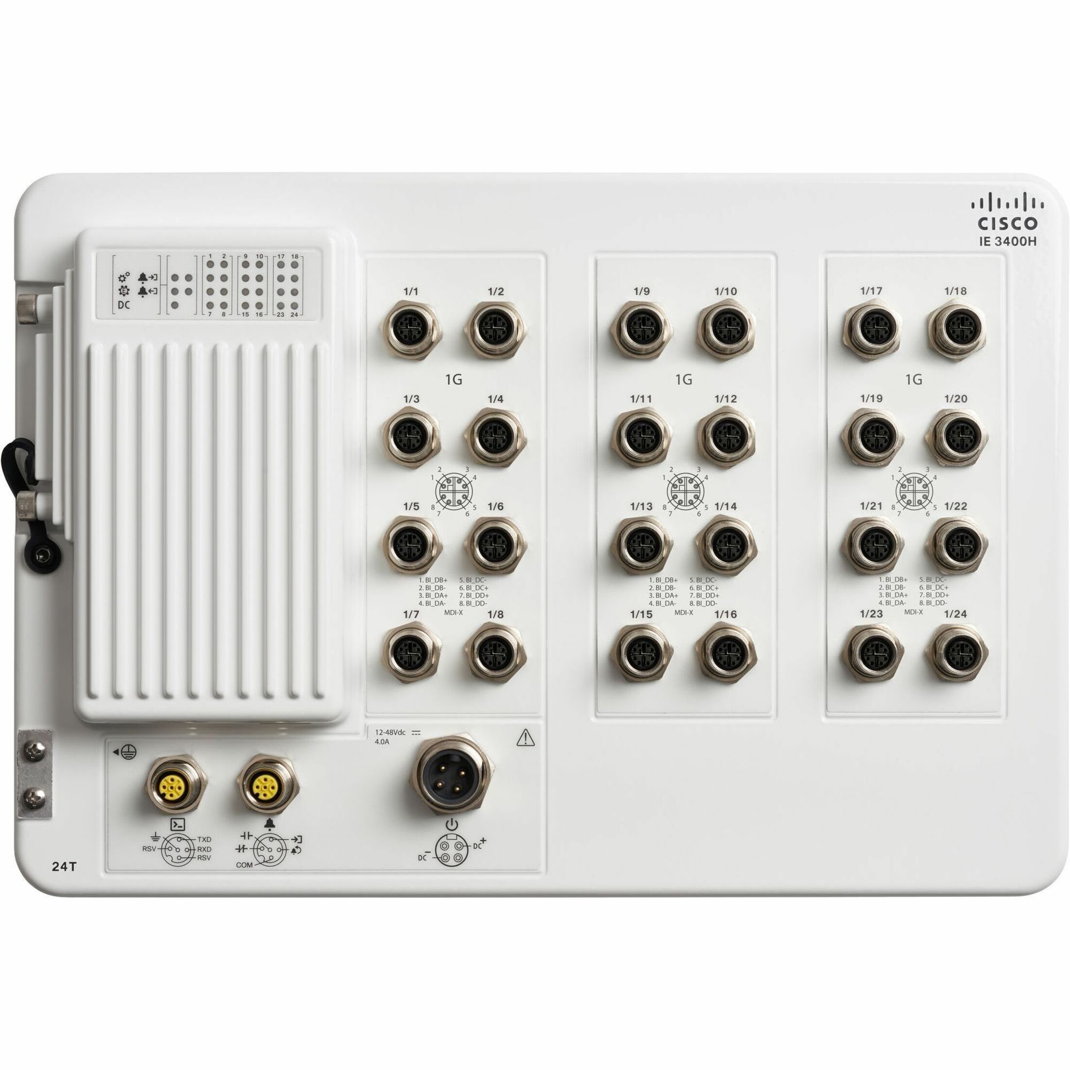 Cisco Catalyst IE3400 Heavy Duty w/ 24 GE M12 interfaces, IP67, Network Essentials - Manageable - Gigabit Ethernet - 100/1000Base-X - 3 Layer Supported - 49.80 W Power Consumption - Wall Mountable - 5