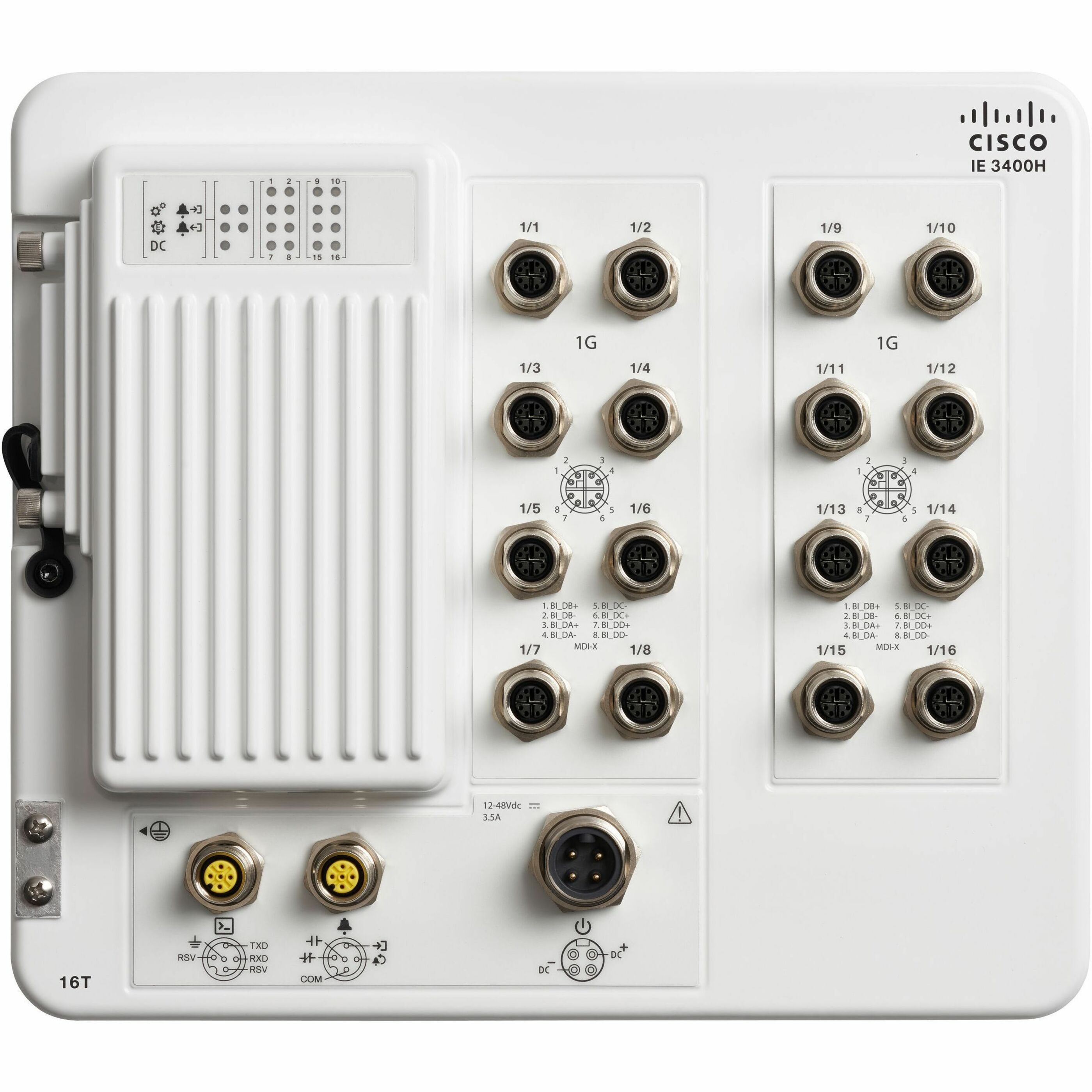 Cisco Catalyst IE3400 Heavy Duty w/ 16 GE M12 interfaces, IP67, Network Advantage - 16 Ports - Manageable - Fast Ethernet - 100Base-X - 3 Layer Supported - 42.30 W Power Consumption - Wall Mountable -