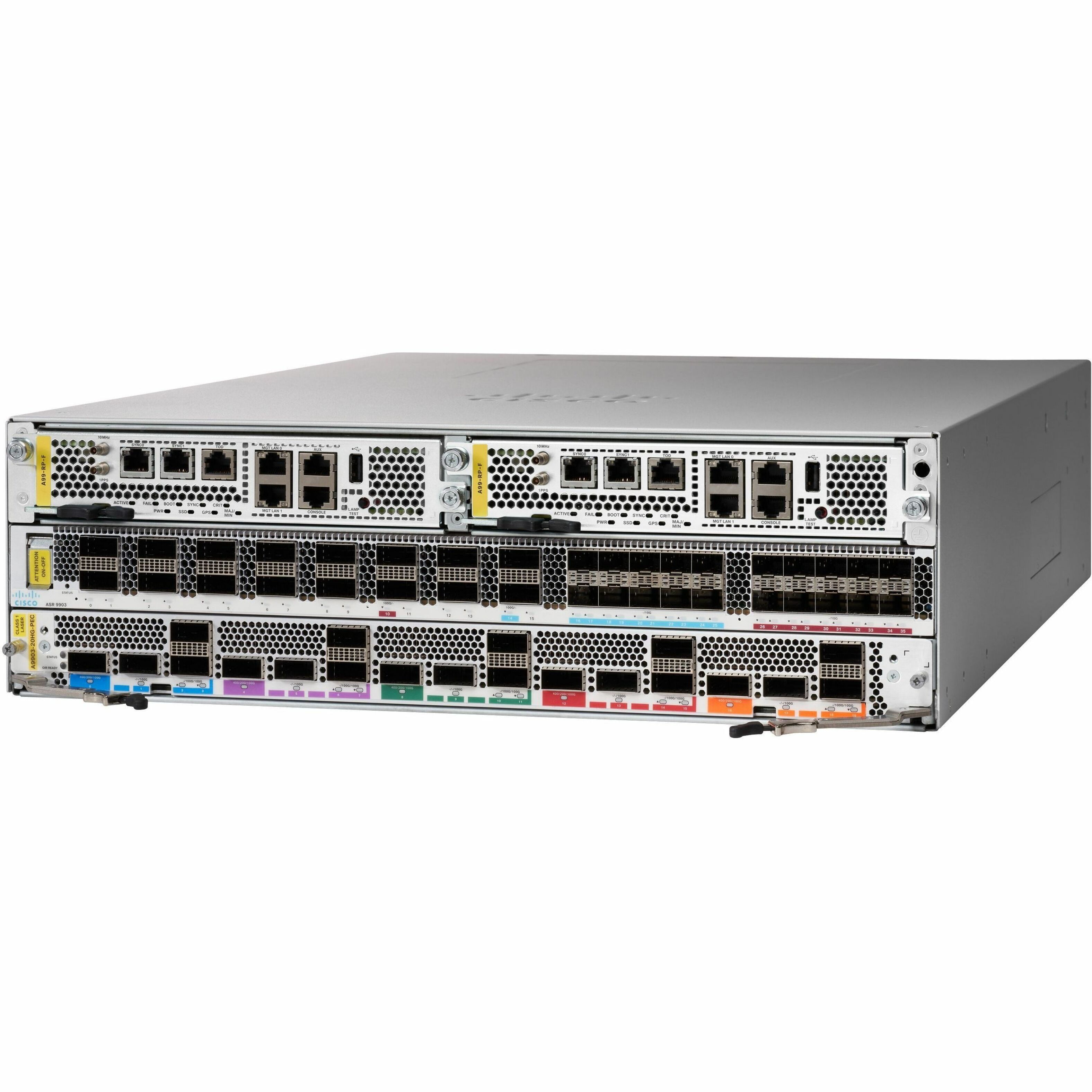 Cisco ASR 9903 Router Chassis - 36 Ports - Management Port - 36 QSFP28 Slots, SFP+ Slots - 32 GB - 100 Gigabit Ethernet - IEEE 802.1ag, IEEE 802.3ah, IEEE 802.3ae, IEEE 802.3x, IEEE 802.3ba - 2U - Rac