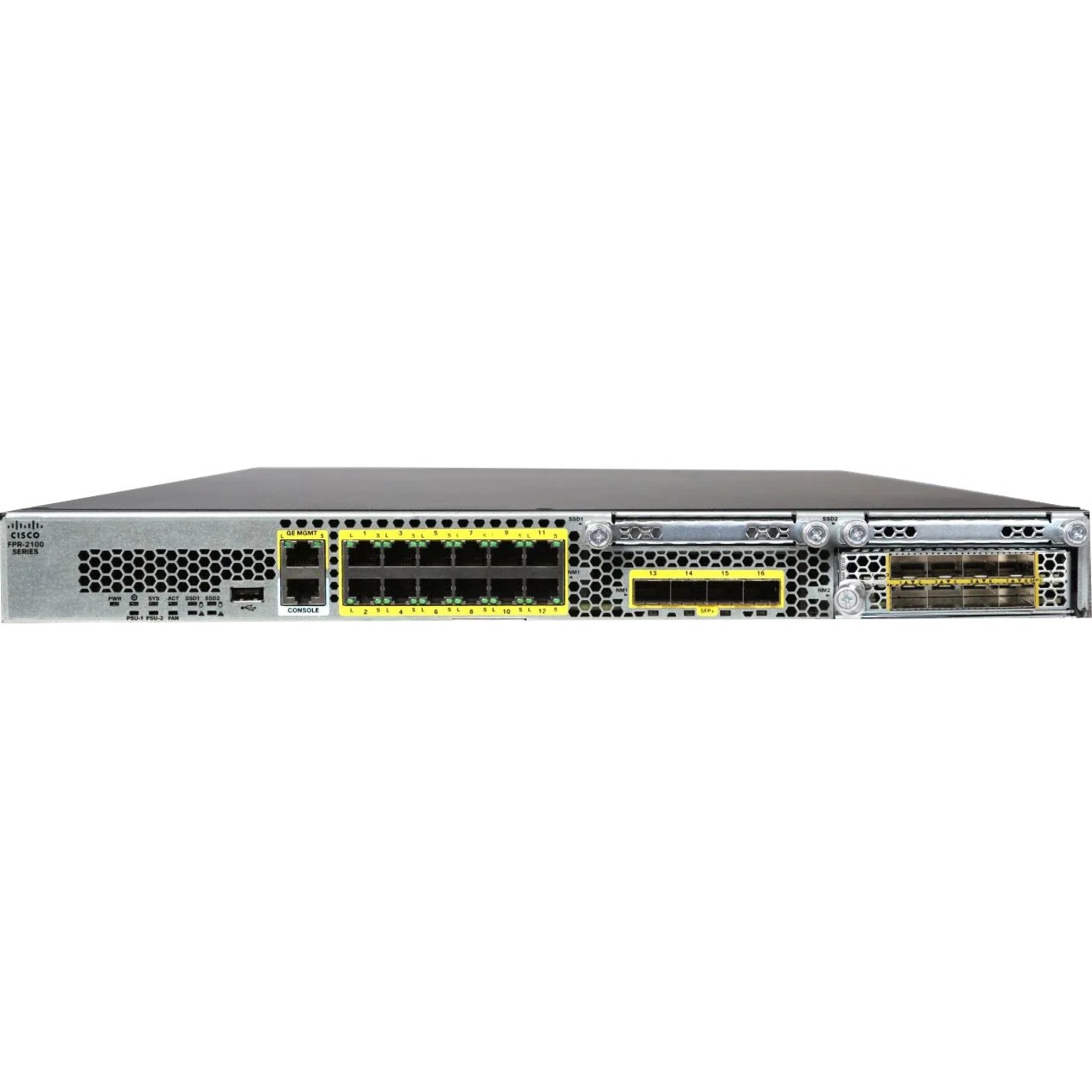 Cisco Firepower 2140 NGFW Appliance - 12 Port - 10/100/1000Base-T - Gigabit Ethernet - 12 x RJ-45 - 13 Total Expansion Slots - 1U - Rack-mountable