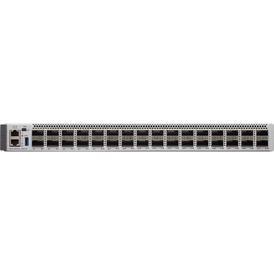 Cisco Catalyst 9500 Series high performance 32-port 100G switch, NW Adv. License - Manageable - 3 Layer Supported - Modular - 1600 W Power Consumption - Optical Fiber - 1U - Rack-mountable - Lifetime 