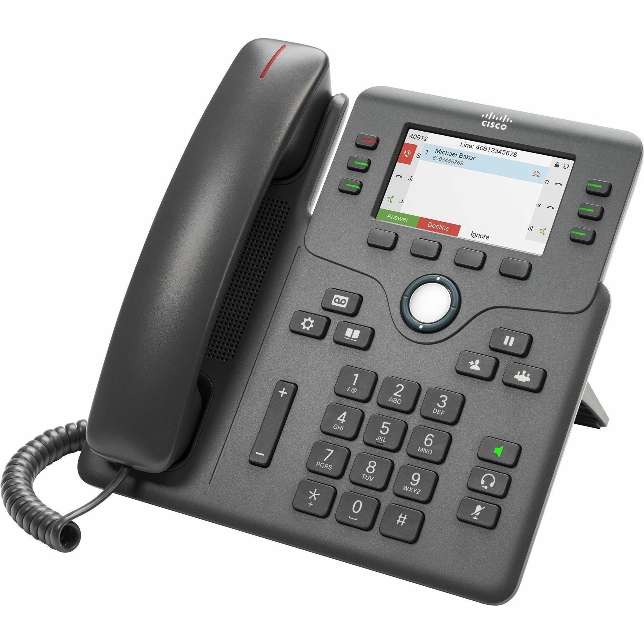 Cisco 6871 IP Phone - Corded - Corded - 3 Multiple Conferencing - Wall Mountable - 6 x Total Line - VoIP - 3.5" - 2 x Network (RJ-45) - PoE Ports