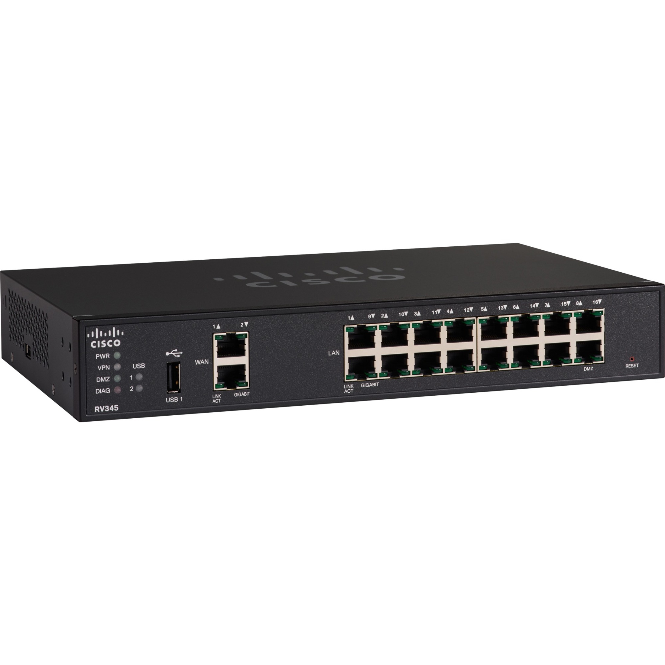 Cisco RV345 Router - Refurbished - 18 Ports - 2 WAN Port(s) - Management Port - Gigabit Ethernet - Rack-mountable Lifetime Warranty
