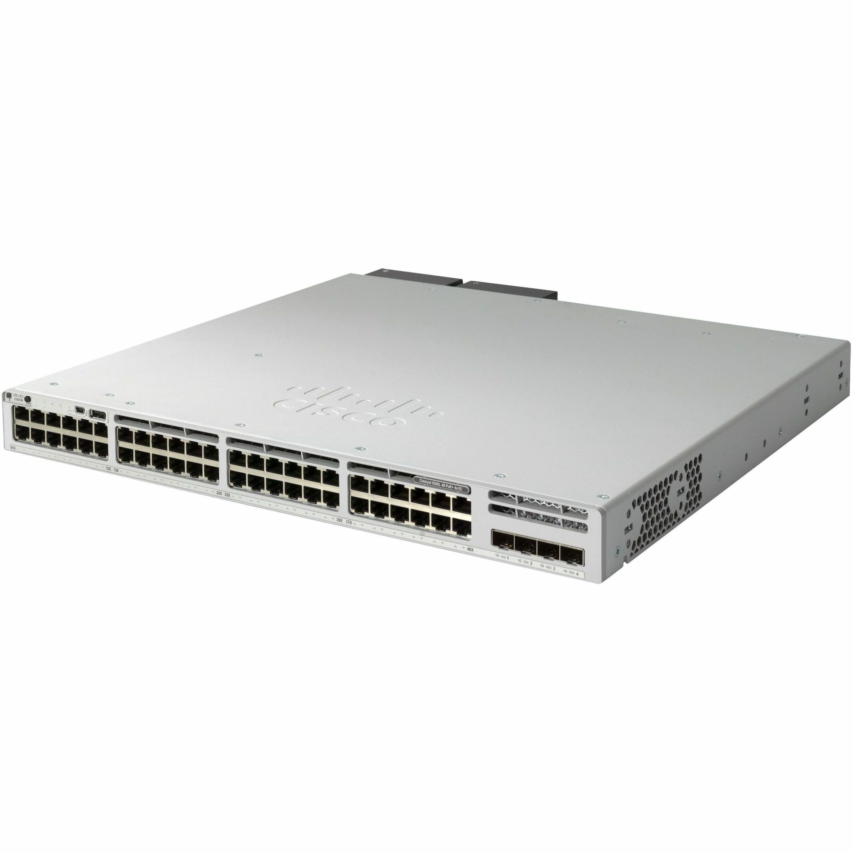 Cisco Catalyst C9300L-48PF-4G Ethernet Switch - 48 Ports - Manageable - Gigabit Ethernet - 1000Base-T, 1000Base-X - 3 Layer Supported - Modular - 1100 W Power Consumption - Twisted Pair, Optical Fiber